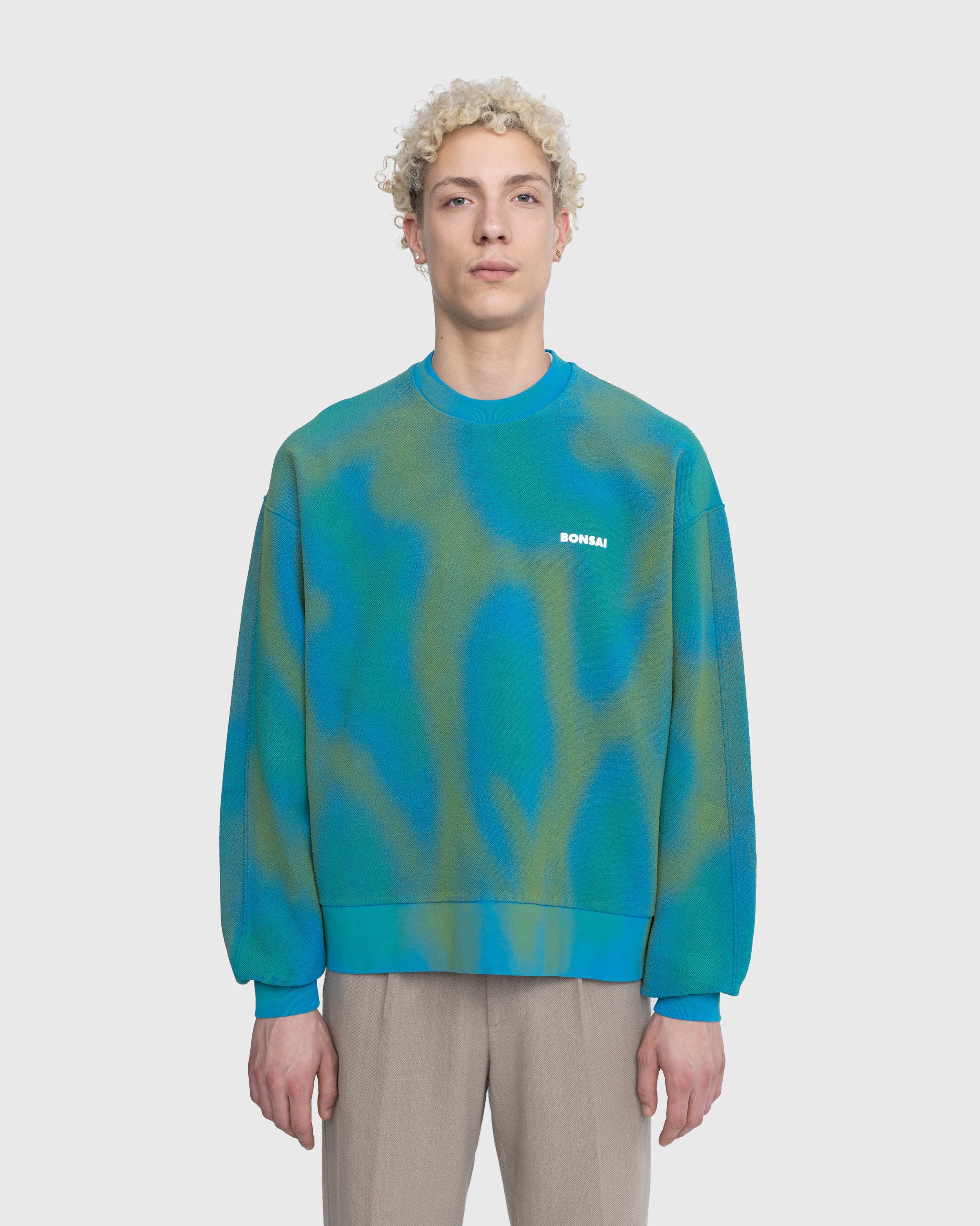 Bonsai - Spray Dyed Crewneck Sweatshirt Blue - Clothing - Blue - Image 2