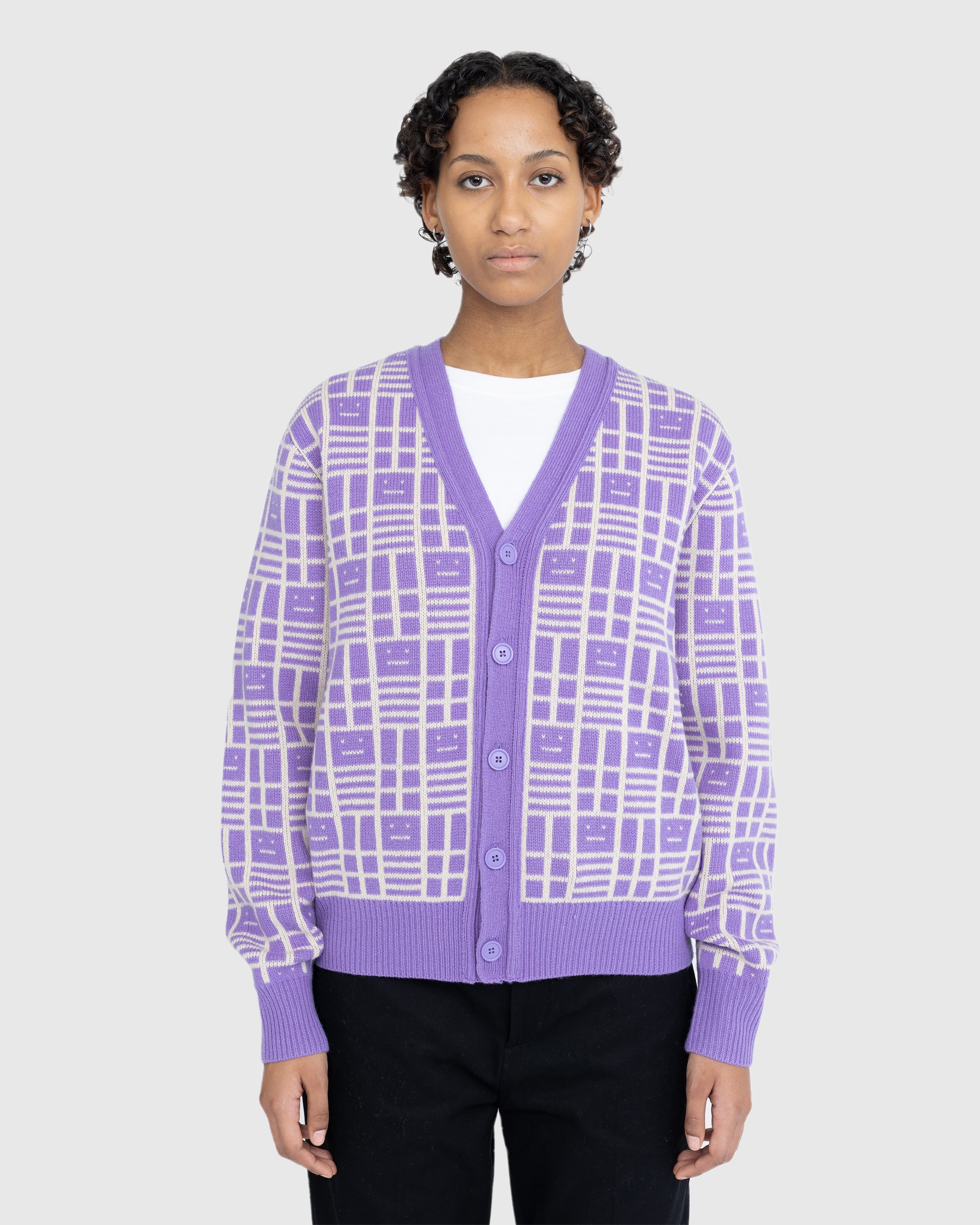 Acne Studios - Face Checkerboard Cardigan Purple - Clothing - Purple - Image 2