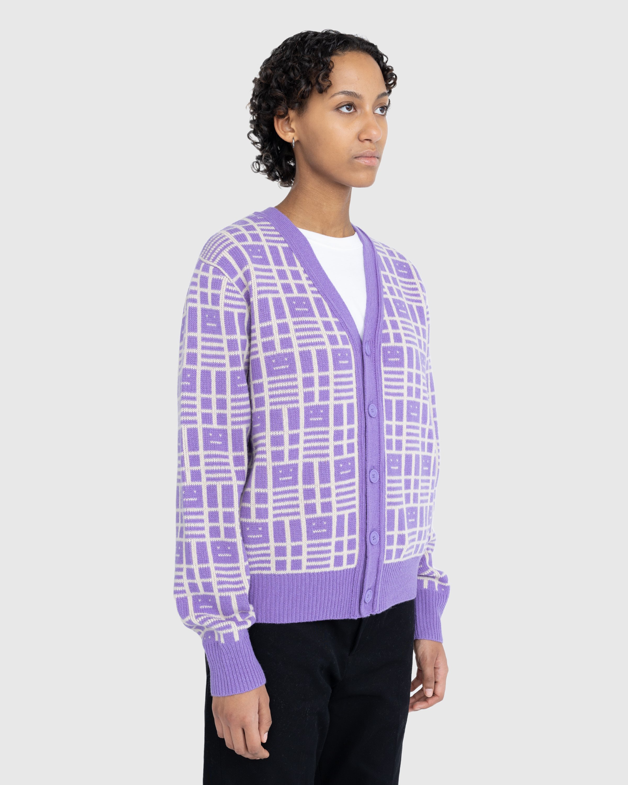 Acne Studios - Face Checkerboard Cardigan Purple - Clothing - Purple - Image 3