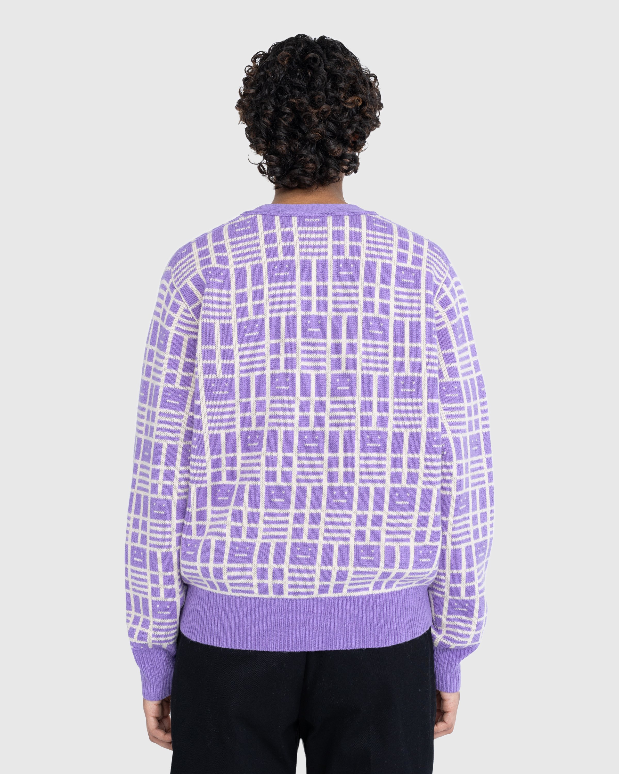 Acne Studios - Face Checkerboard Cardigan Purple - Clothing - Purple - Image 4