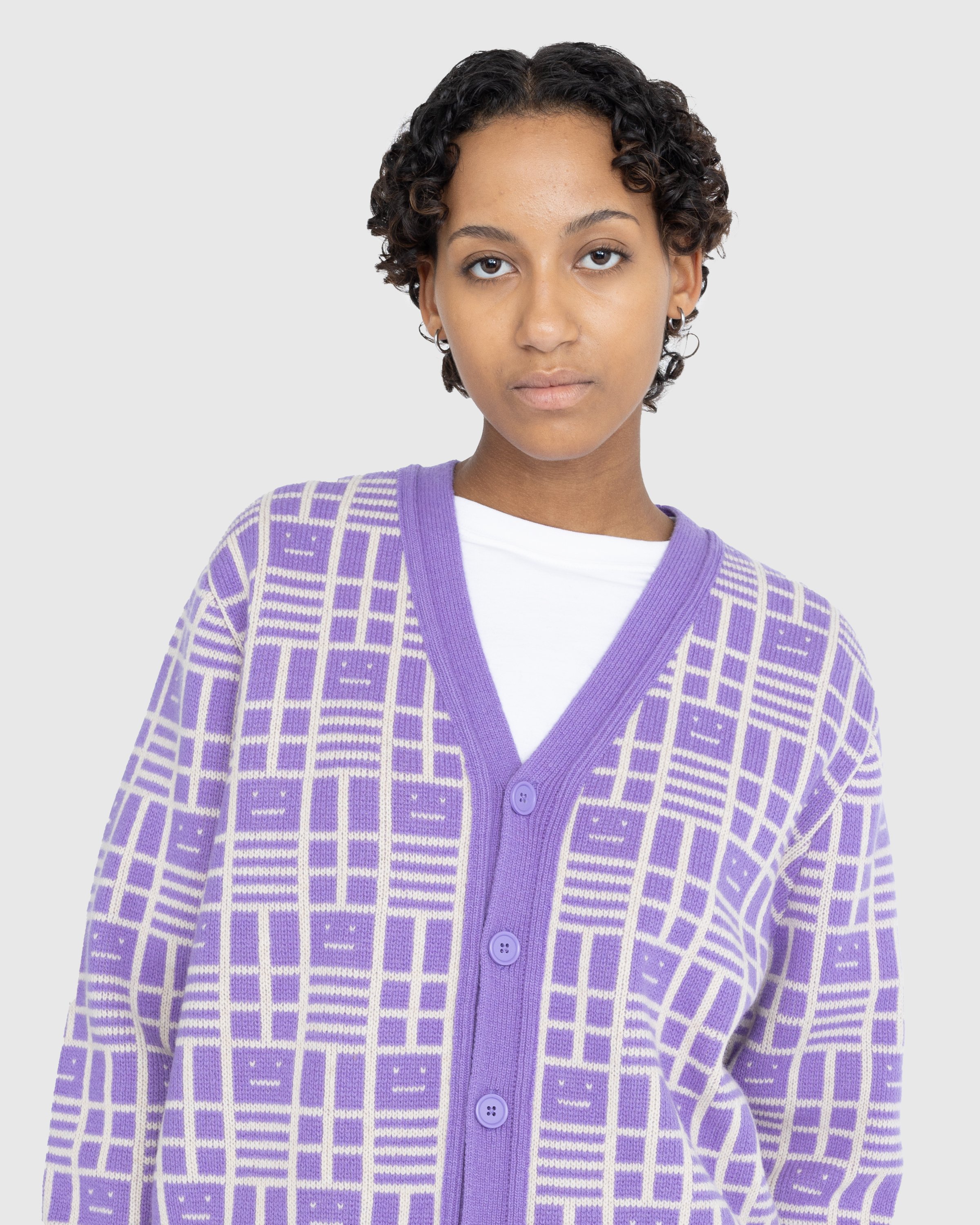 Acne Studios - Face Checkerboard Cardigan Purple - Clothing - Purple - Image 6