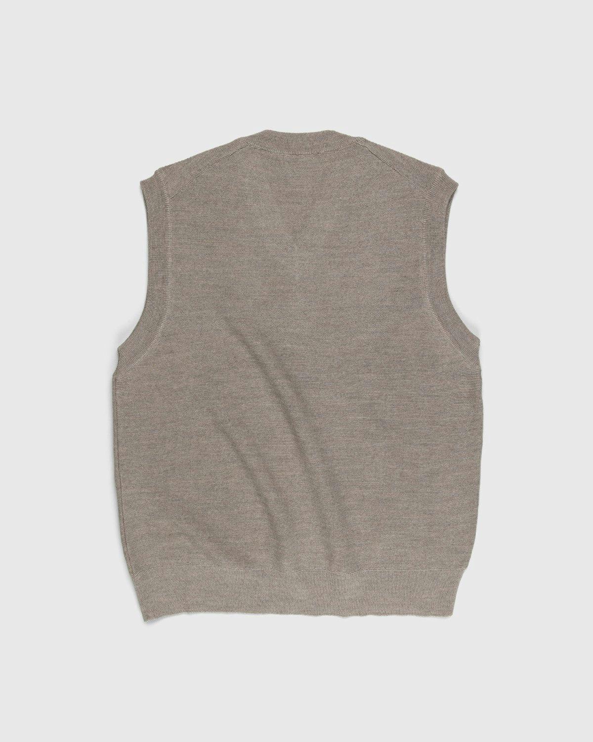 Lemaire - V-Neck Merino Vest Light Stone Melange - Clothing - Beige - Image 2