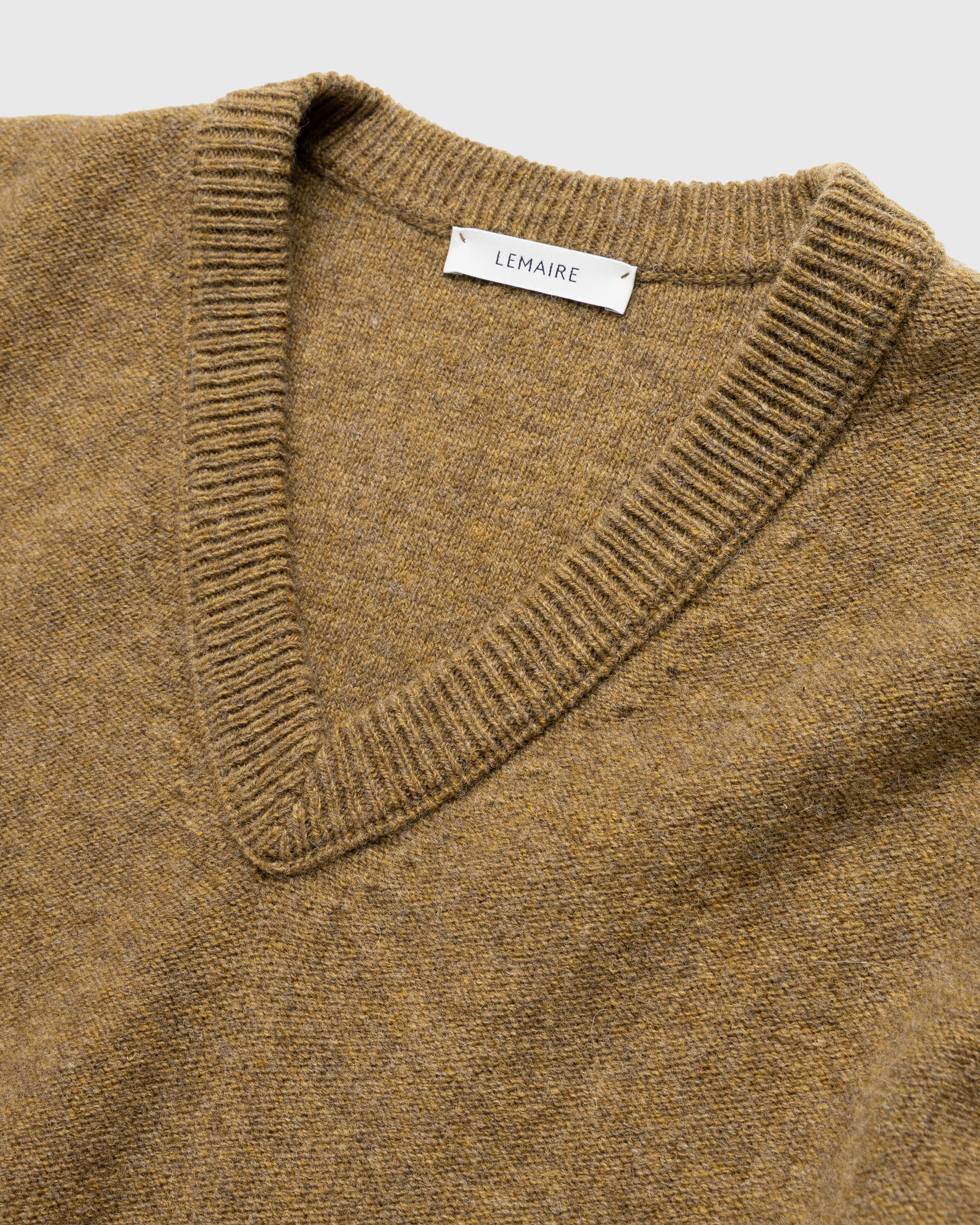 Lemaire - Wool V-Neck Sweater Dark Mustard - Clothing - Yellow - Image 5