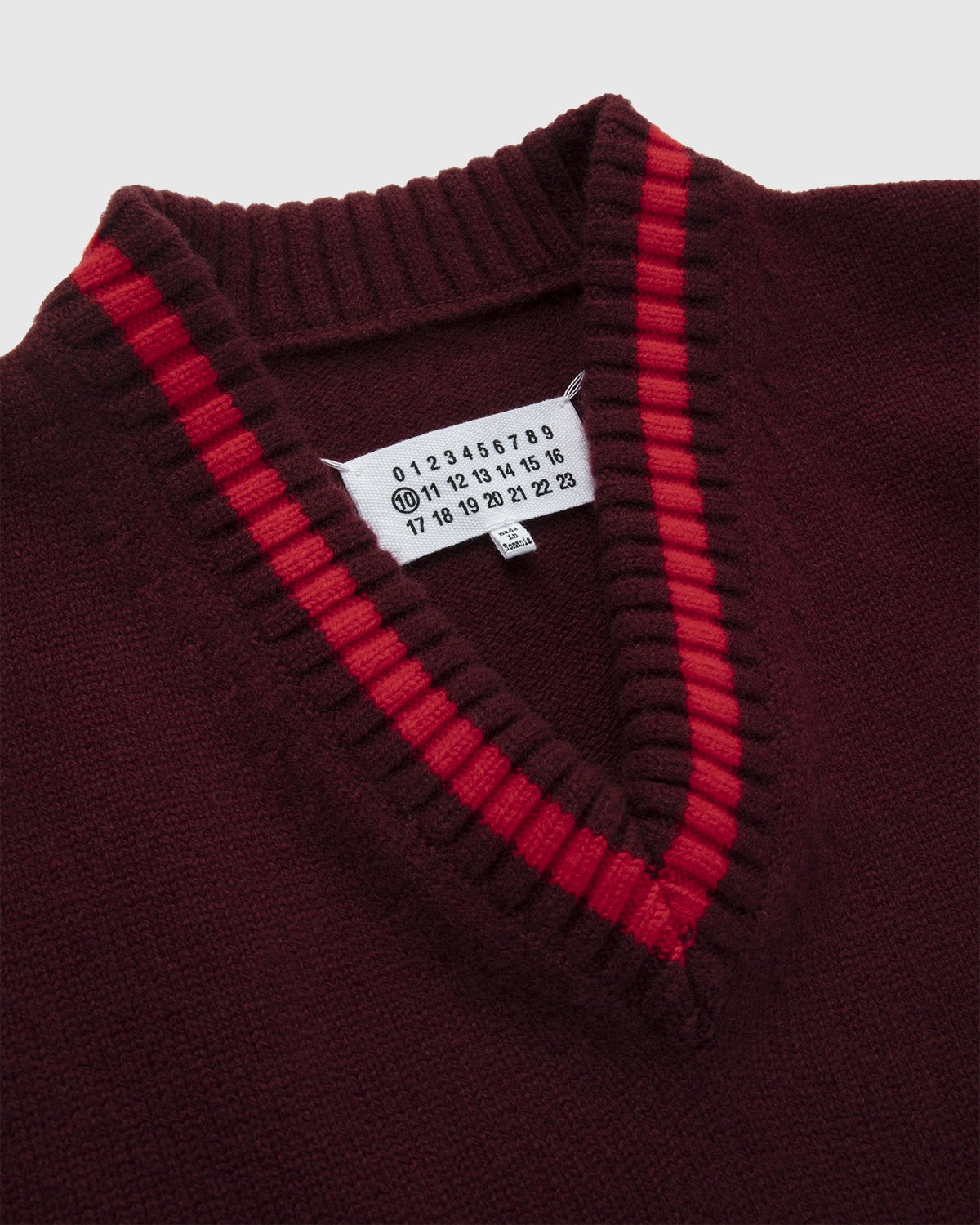 Maison Margiela - Oversized V Neck Knit Burgundy - Clothing - Red - Image 3