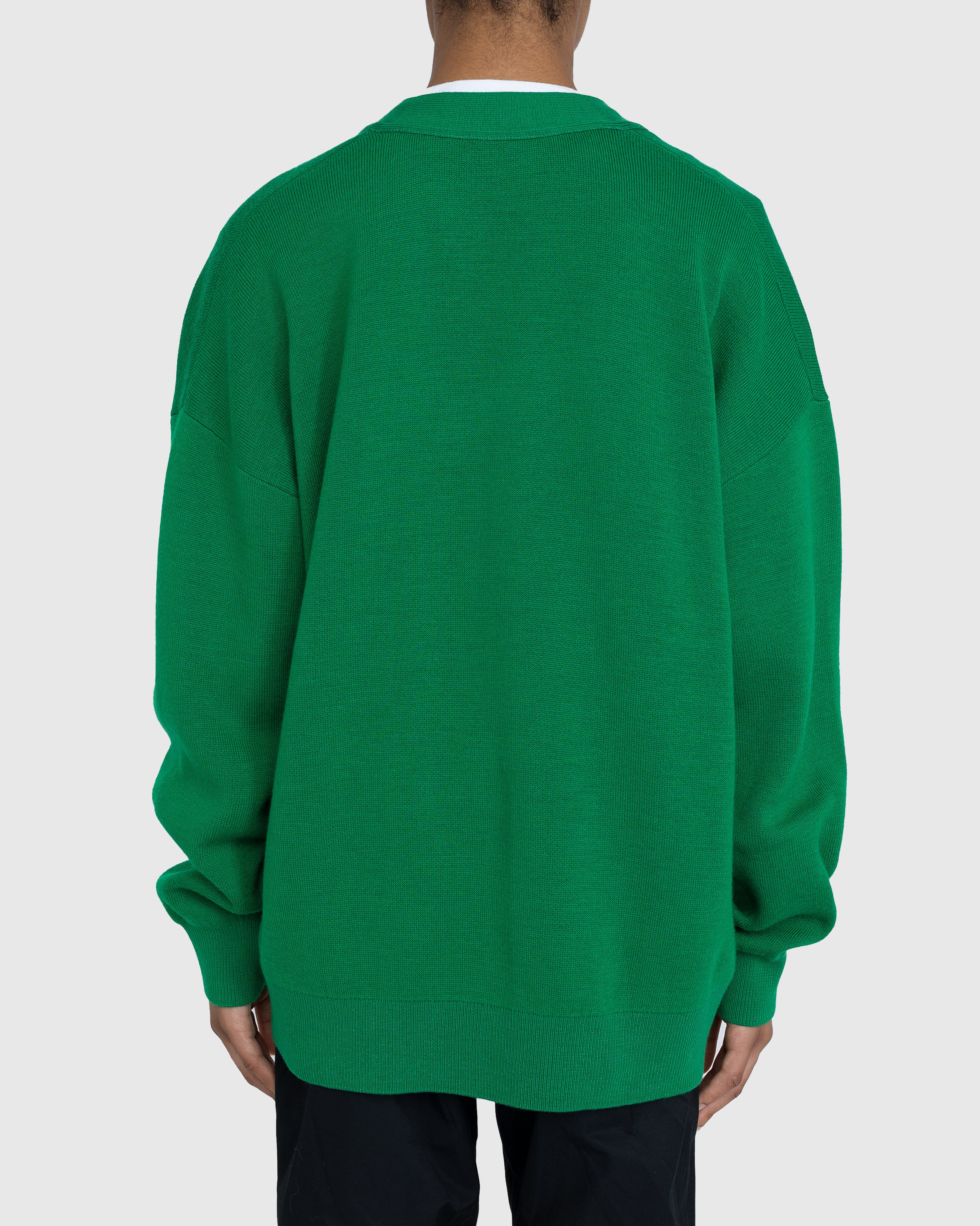 Acne Studios - Wool Blend V-Neck Cardigan Sweater Electric Green - Clothing - Green - Image 4