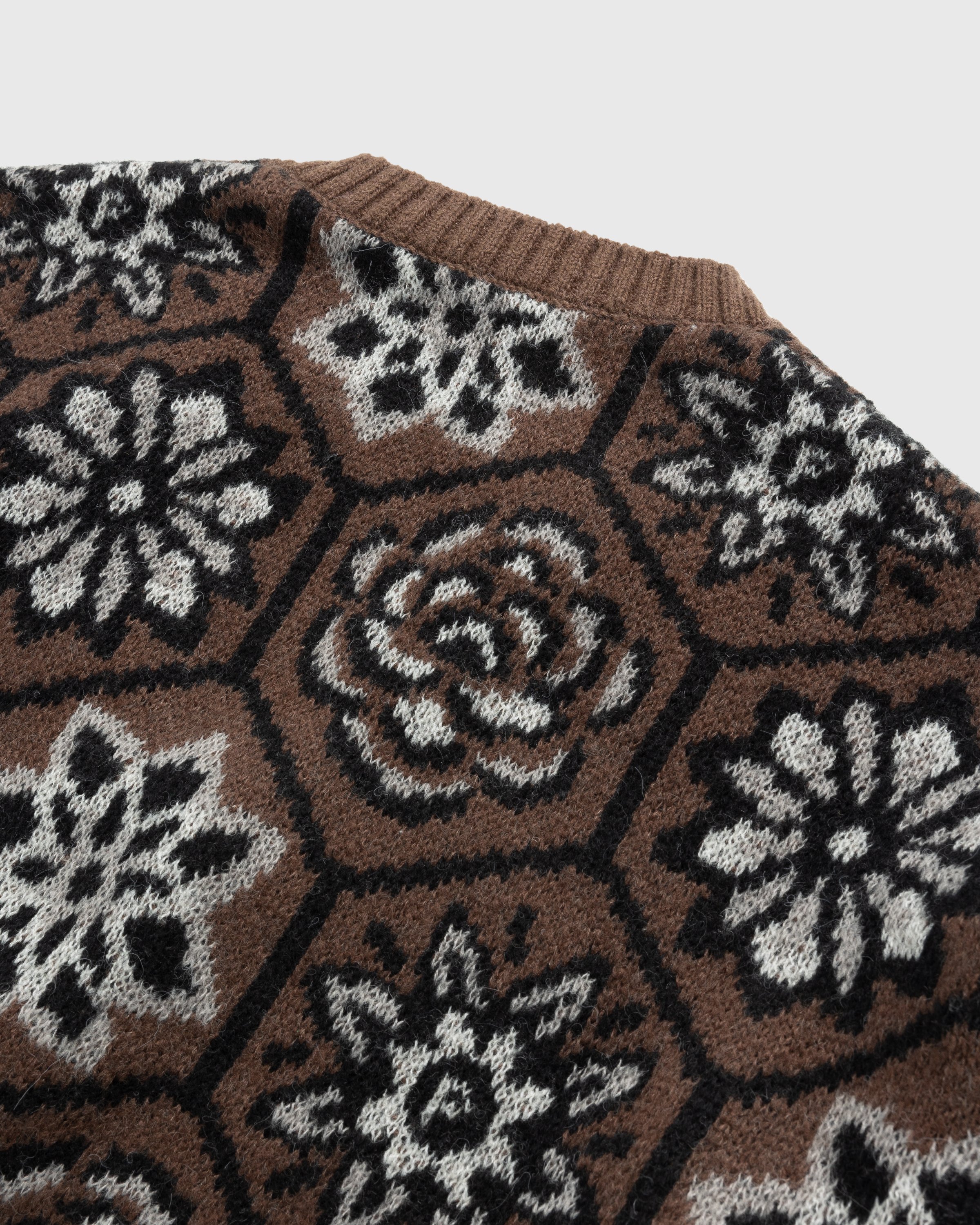Patta - Wall Flower Knitted Zip Cardigan Chestnut/Dark Gull Grey - Clothing - Brown - Image 5