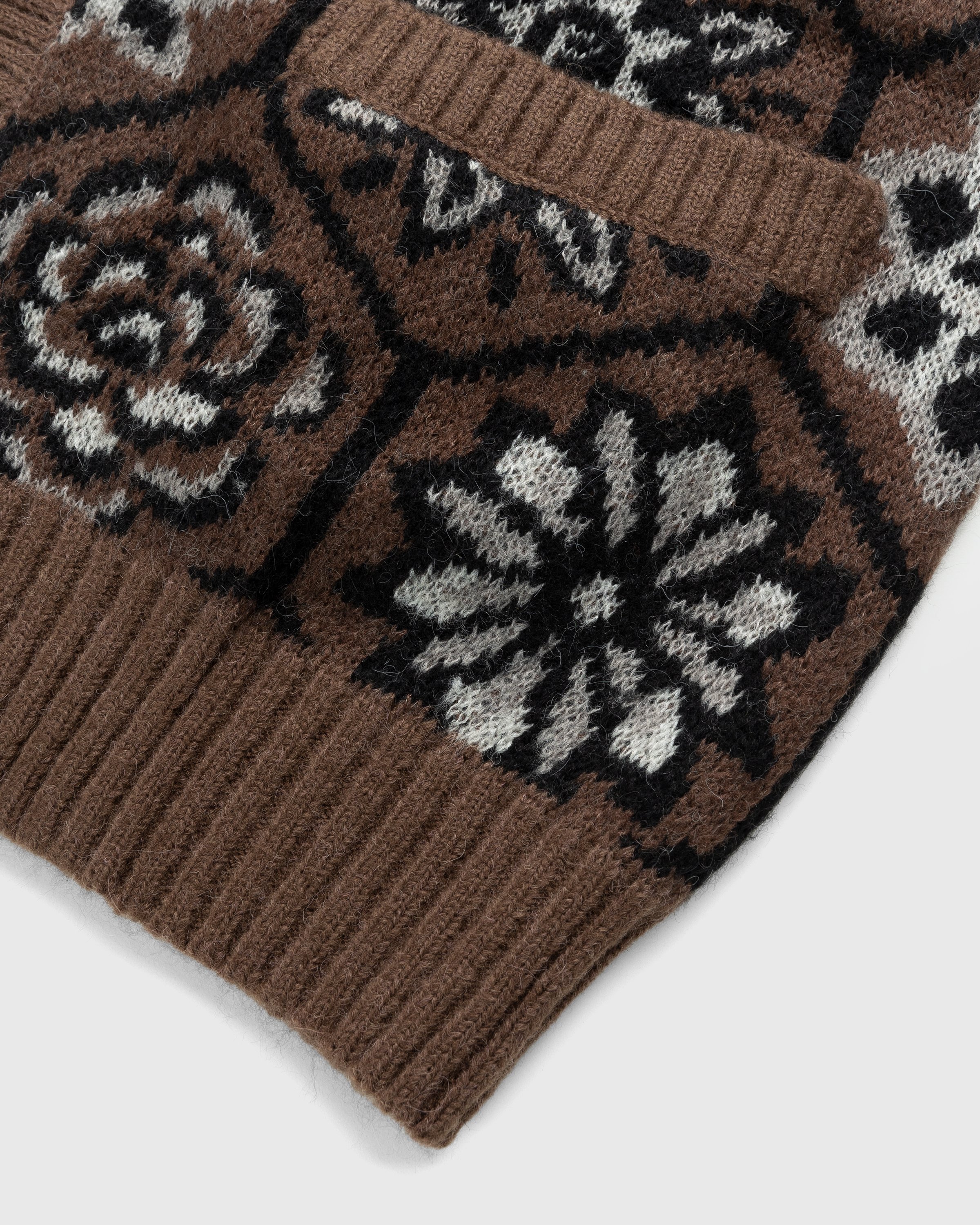 Patta - Wall Flower Knitted Zip Cardigan Chestnut/Dark Gull Grey - Clothing - Brown - Image 7