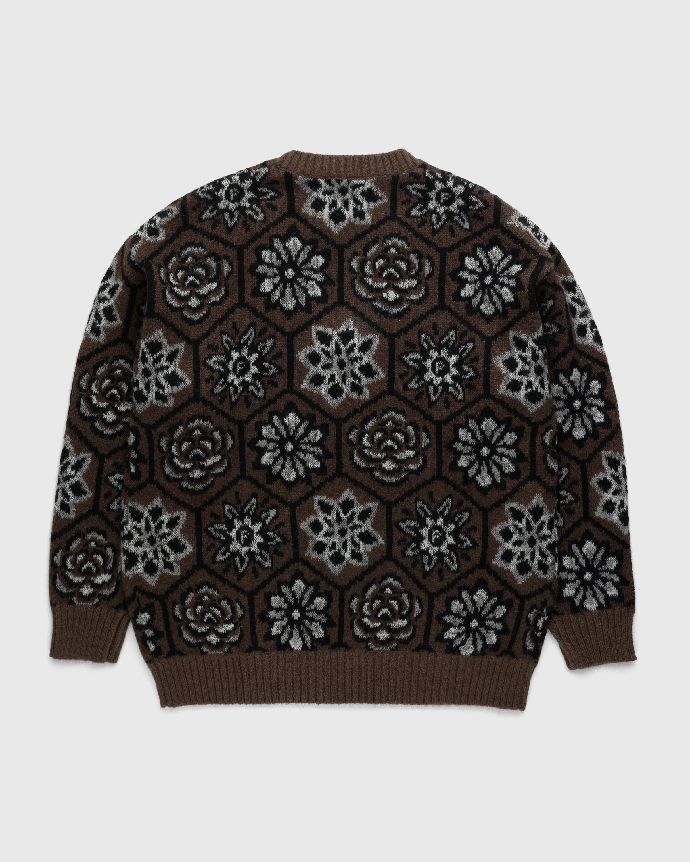 Patta - Wall Flower Knitted Zip Cardigan Chestnut/Dark Gull Grey - Clothing - Brown - Image 2