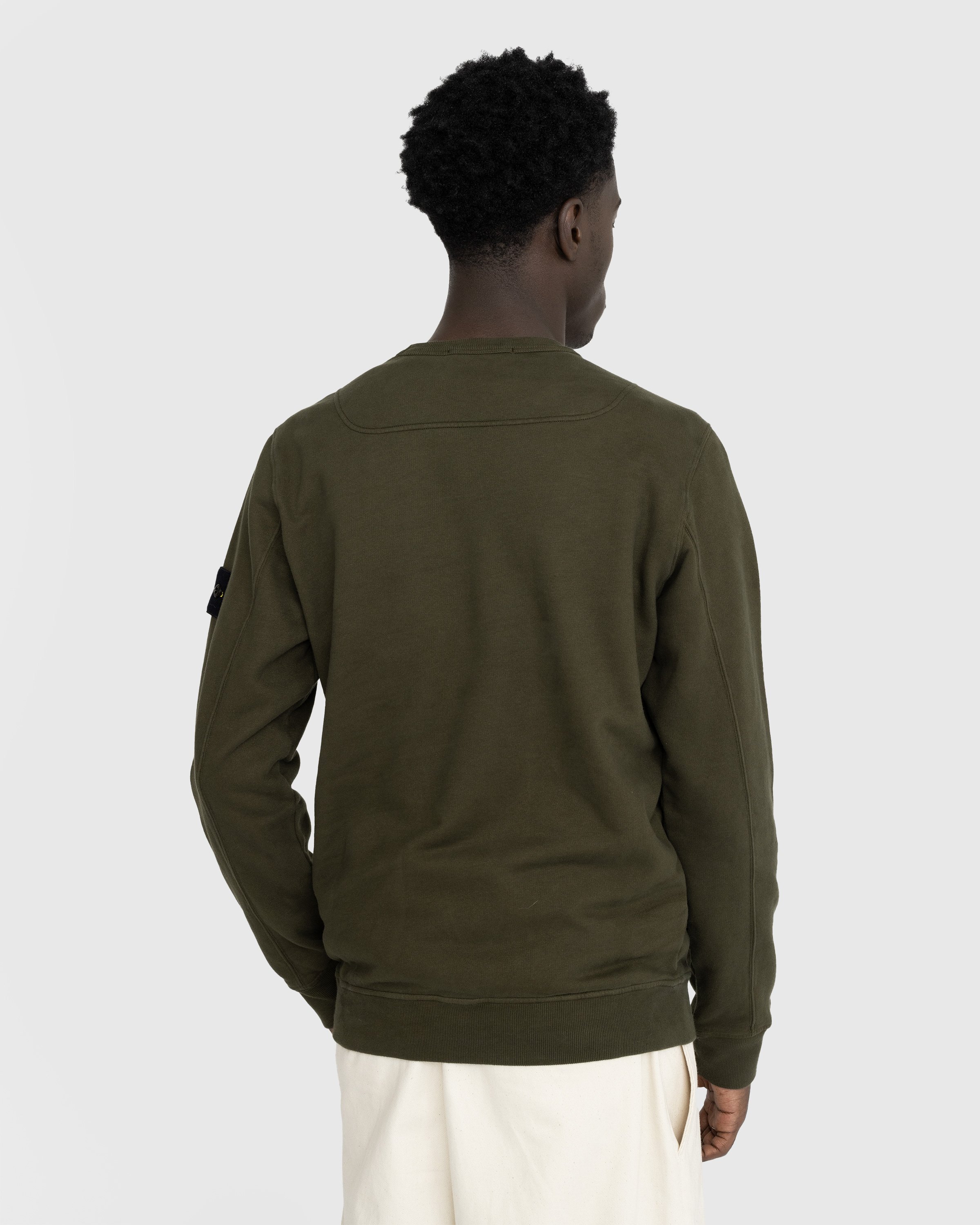 Stone Island - Garment-Dyed Brushed Fleece Crewneck Olive - Clothing - Green - Image 3
