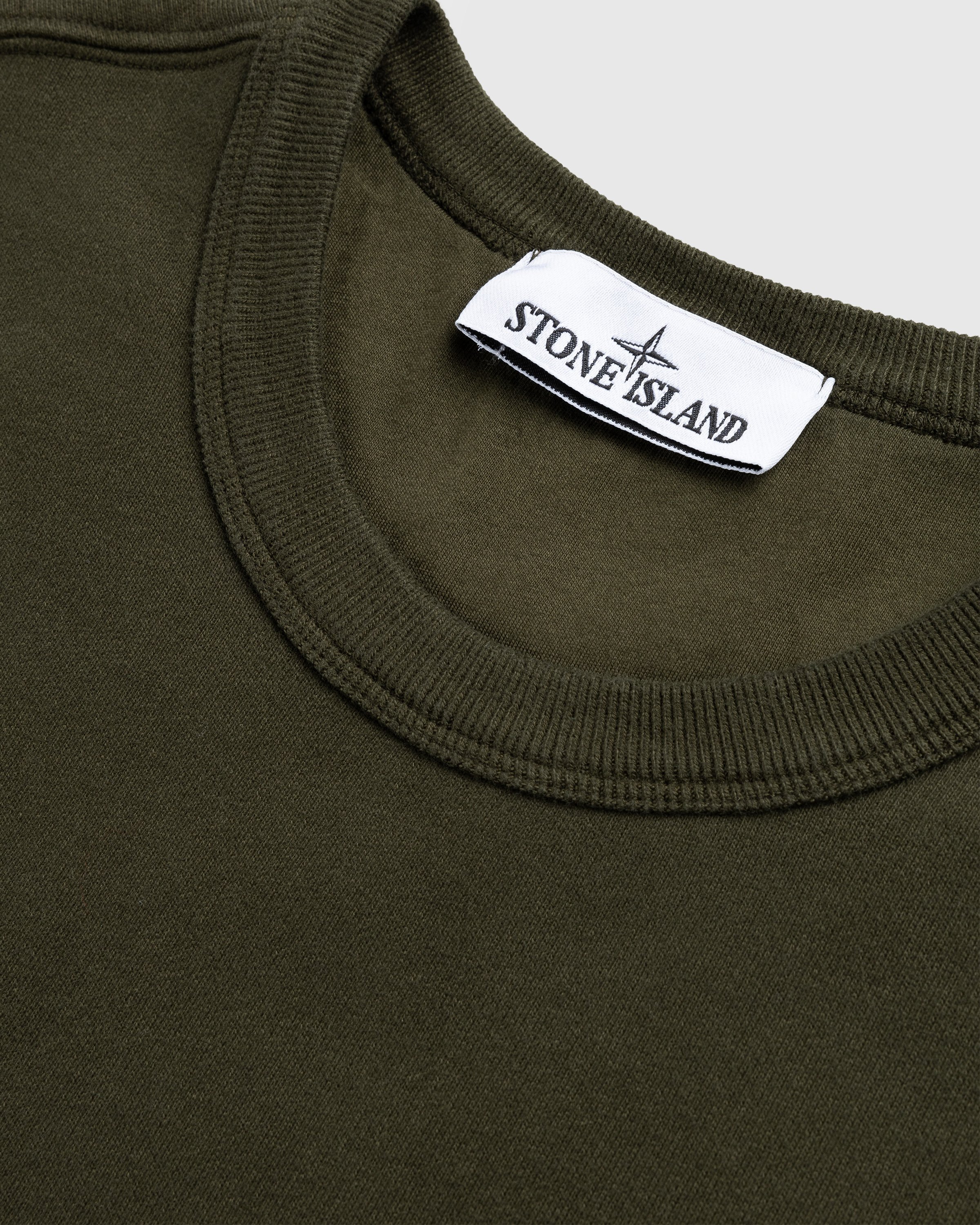 Stone Island - Garment-Dyed Brushed Fleece Crewneck Olive - Clothing - Green - Image 5