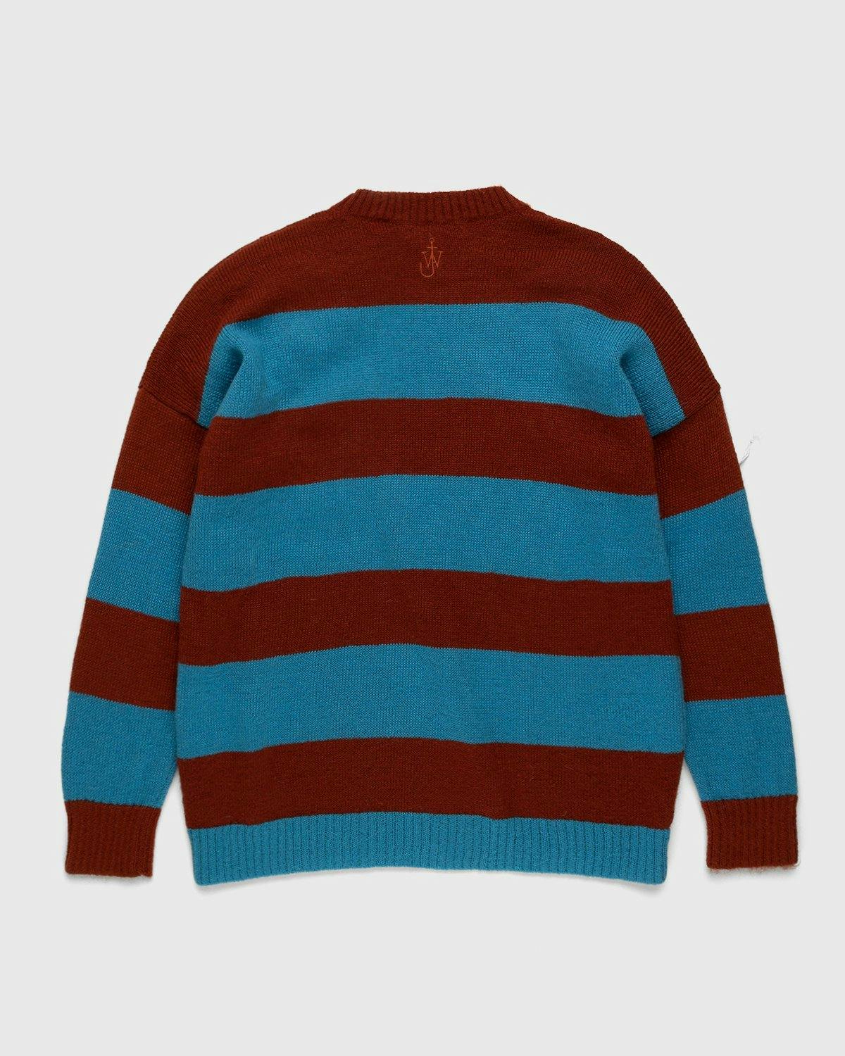 J.W. Anderson - Striped Patch Pocket Crewneck Jumper Blue/Pecan - Clothing - Multi - Image 2