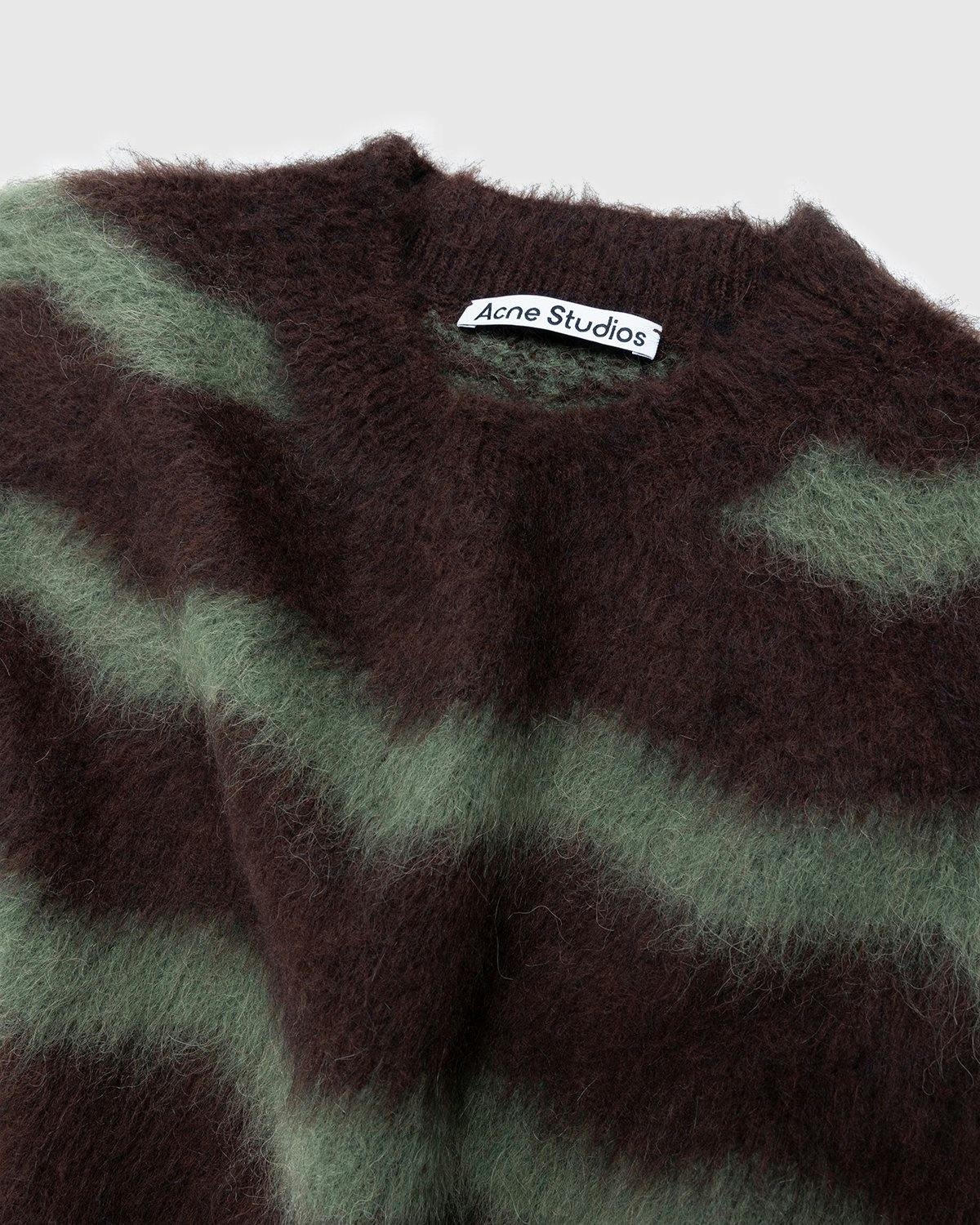 Acne Studios - Striped Fuzzy Sweater Brown/Military Green - Clothing - Brown - Image 3