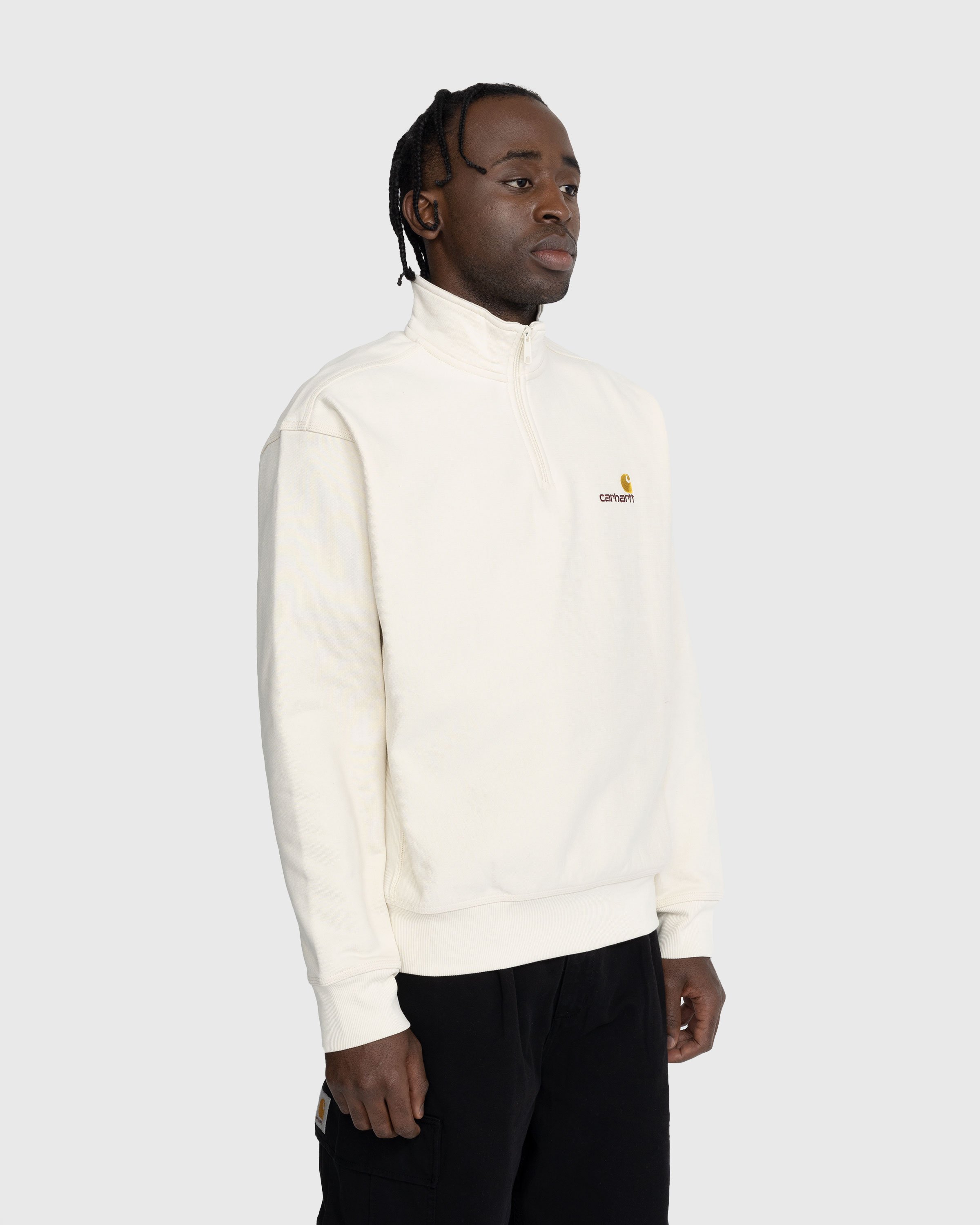 Carhartt WIP - Half Zip American Script Sweatshirt Natural - Clothing - Beige - Image 4
