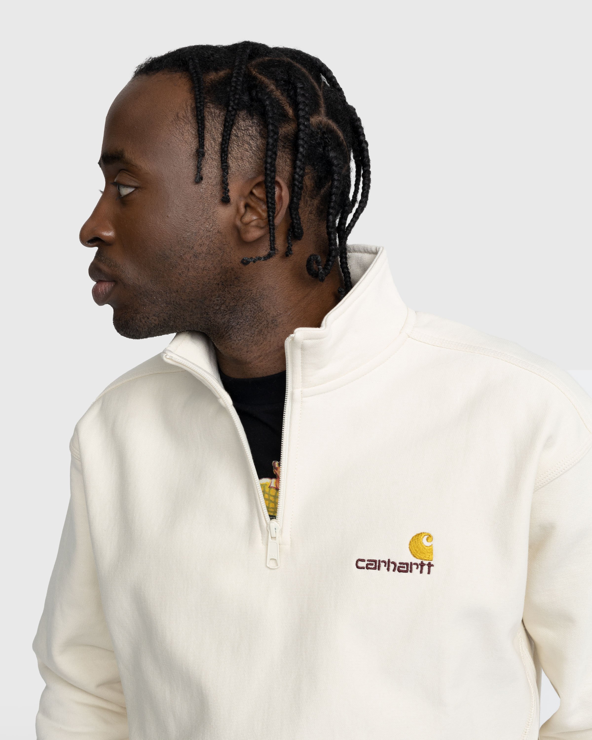 Carhartt WIP - Half Zip American Script Sweatshirt Natural - Clothing - Beige - Image 6