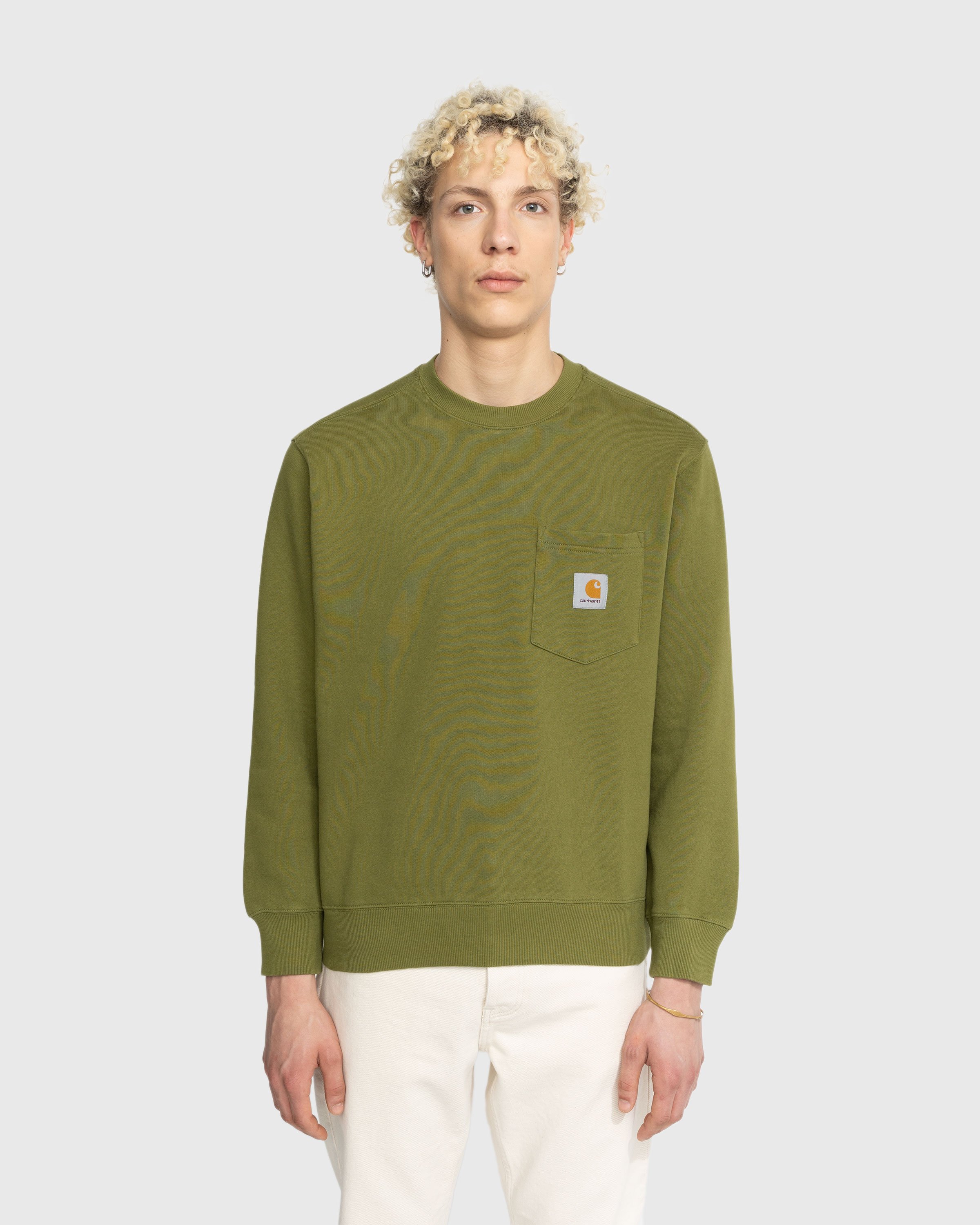 Carhartt WIP - Pocket Sweatshirt Garment Washed Kiwi Green - Clothing - Green - Image 2
