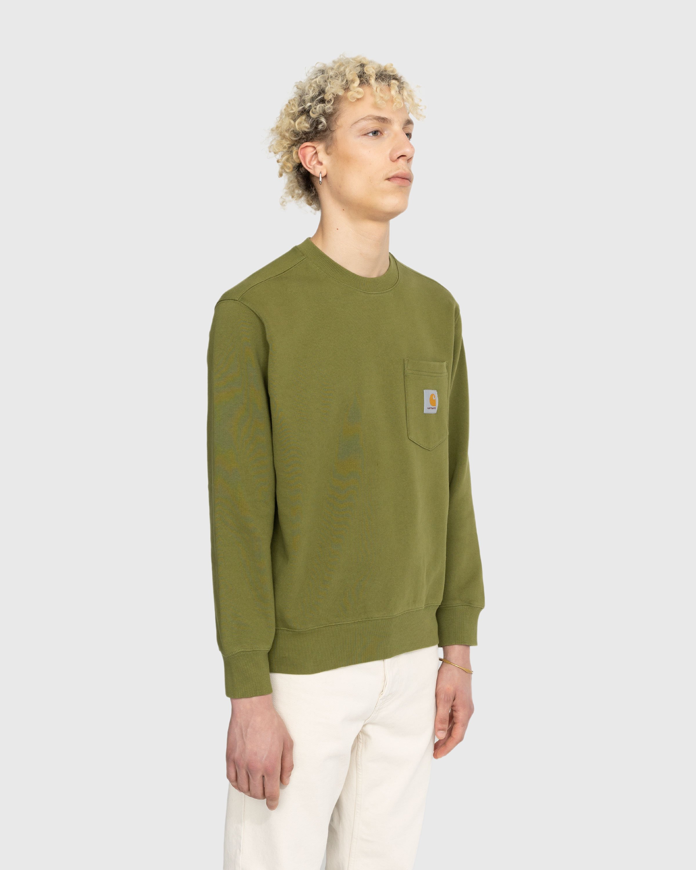 Carhartt WIP - Pocket Sweatshirt Garment Washed Kiwi Green - Clothing - Green - Image 4