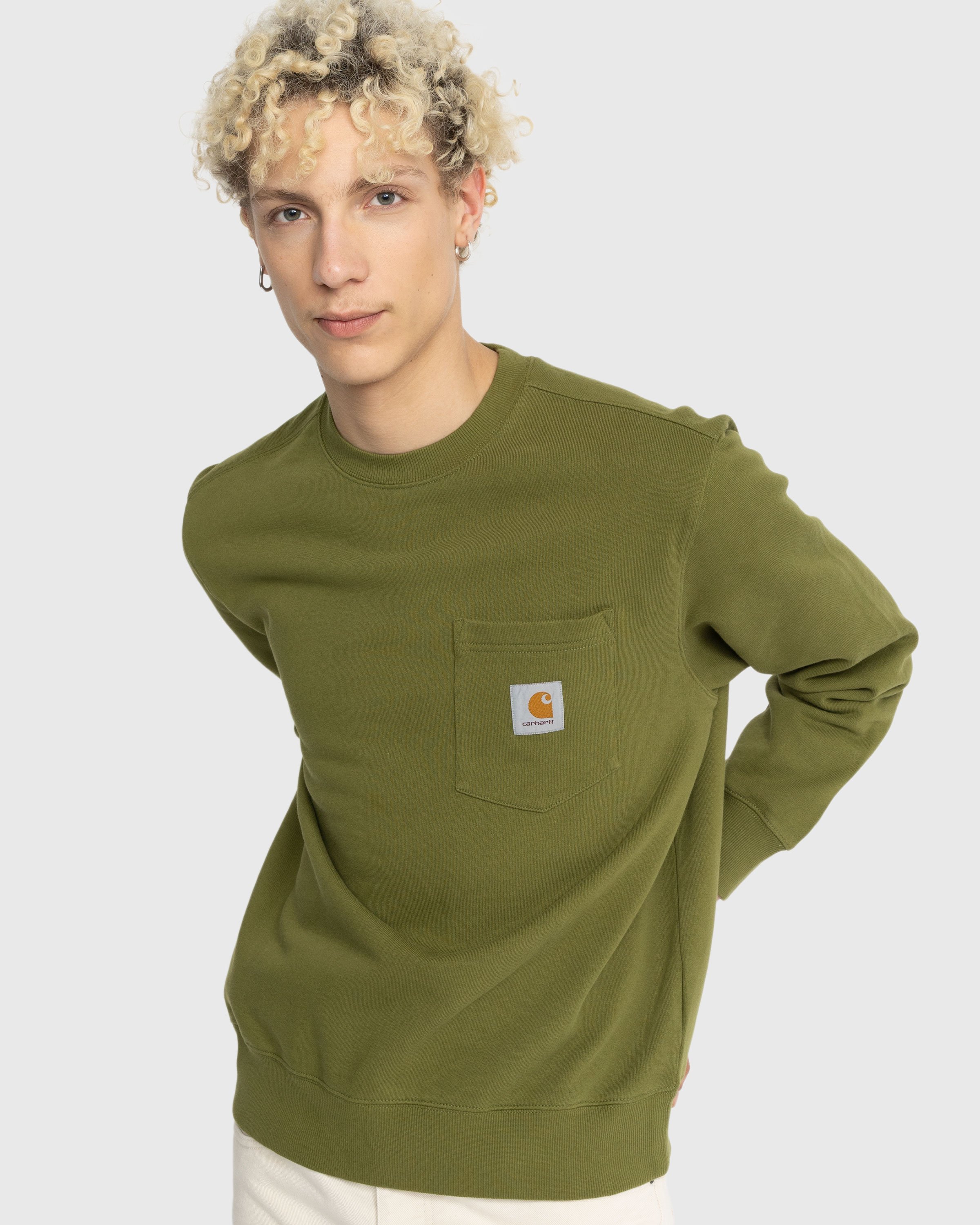 Carhartt WIP - Pocket Sweatshirt Garment Washed Kiwi Green - Clothing - Green - Image 5