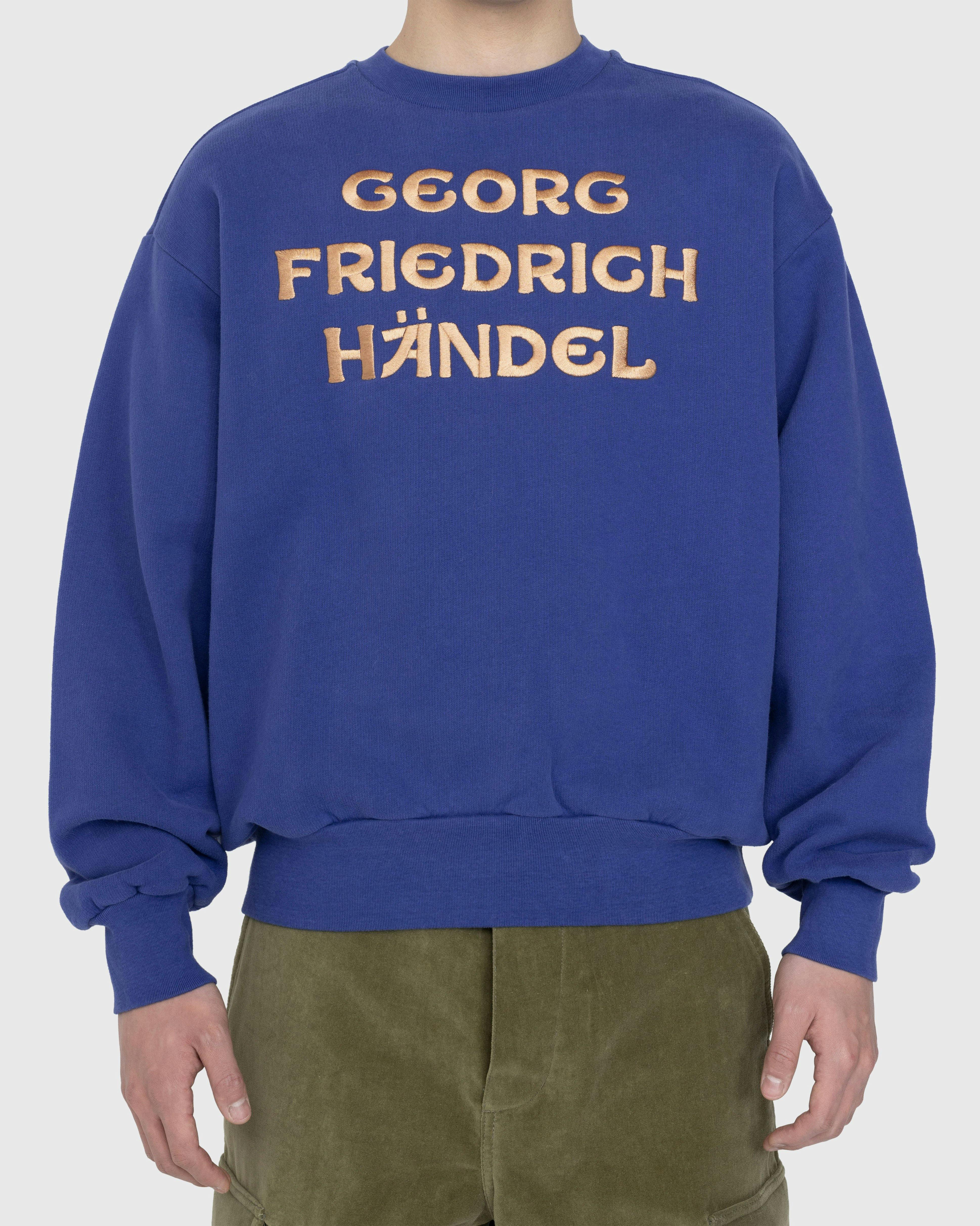 Acne Studios - George Friedrich Handel Embroidered Crewneck Sweatshirt Blue - Clothing - Blue - Image 2