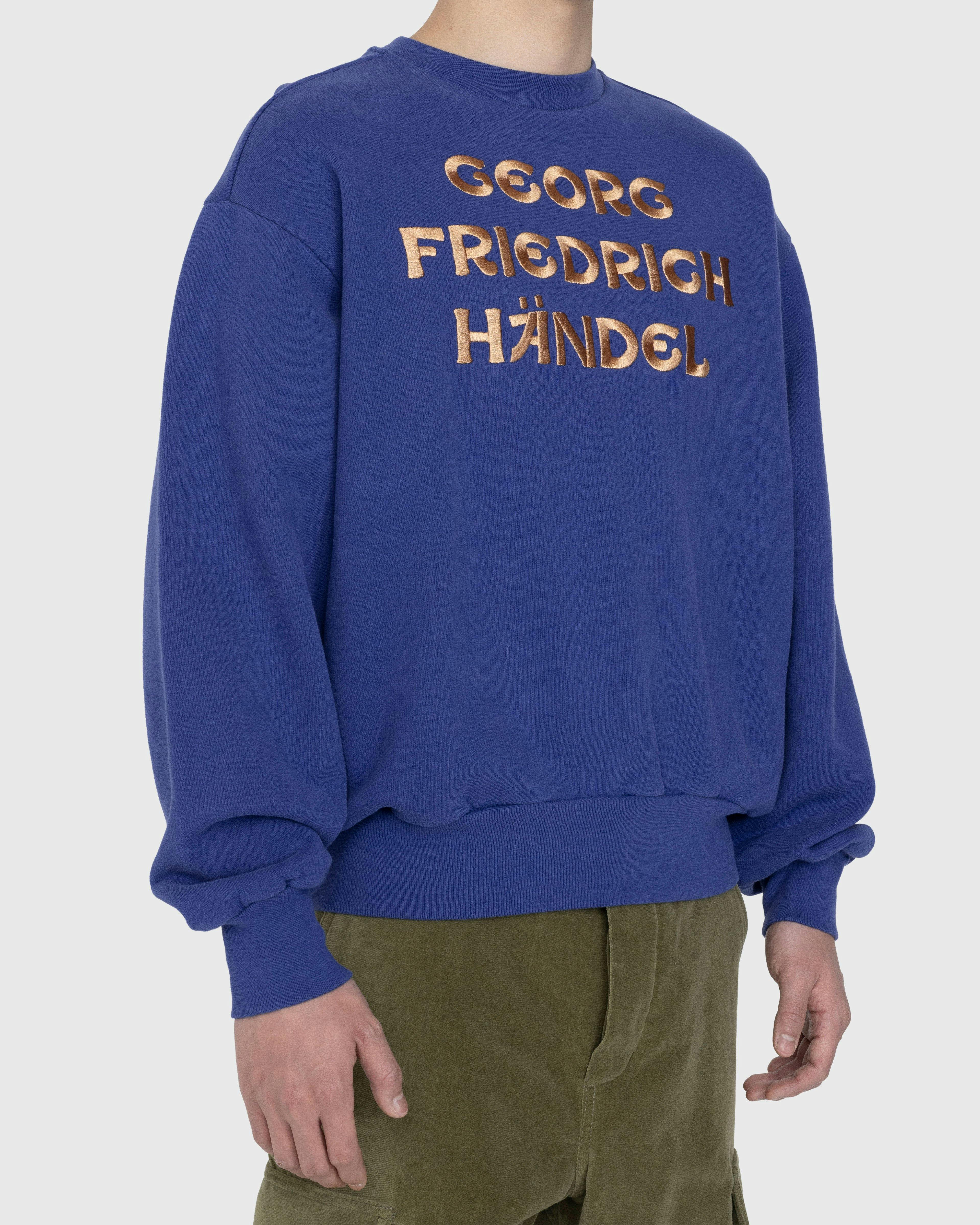 Acne Studios - George Friedrich Handel Embroidered Crewneck Sweatshirt Blue - Clothing - Blue - Image 3