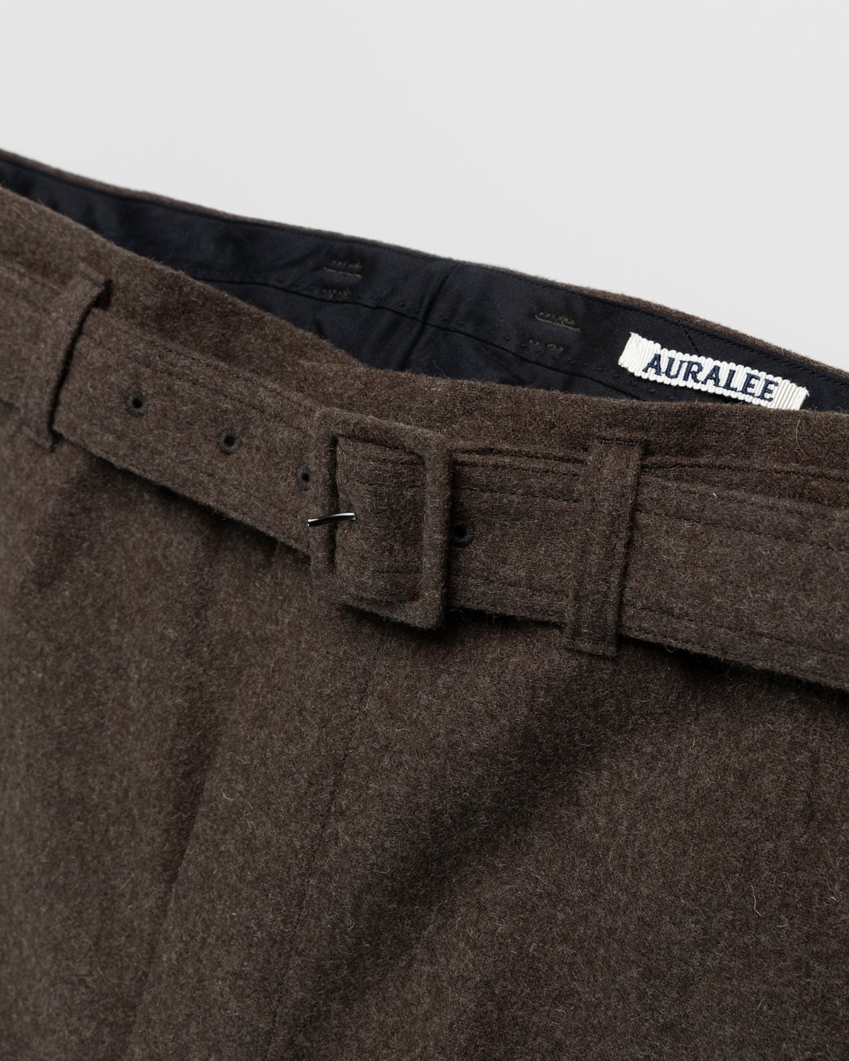 Auralee - High-Waisted Shetland Wool Pants Dark Brown - Clothing - Brown - Image 3