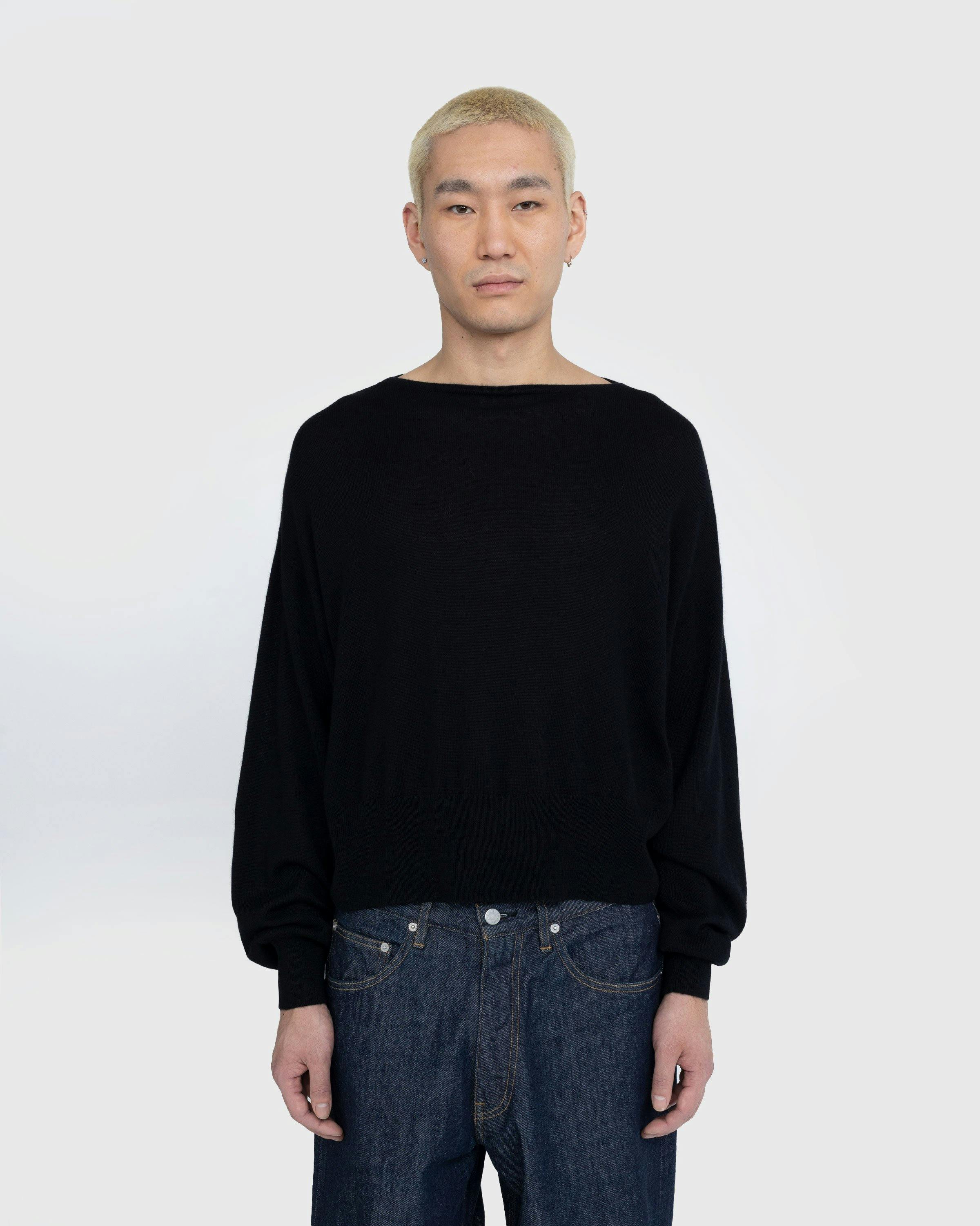 Auralee – Super Fine Cashmere Silk Knit Boat Neck Pullover Black
