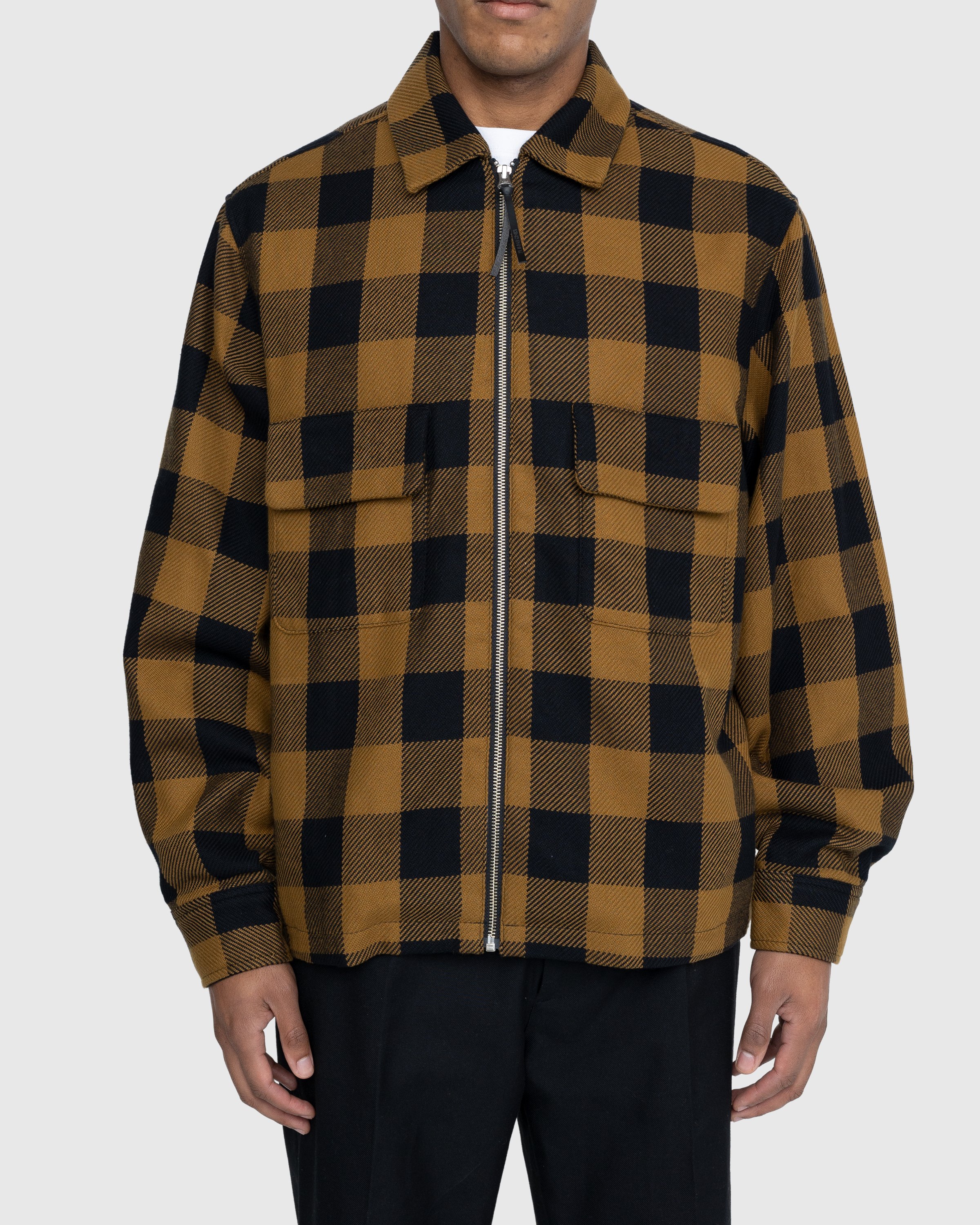 Highsnobiety - Buffalo Check Zip Shirt Brown - Clothing - Brown - Image 2