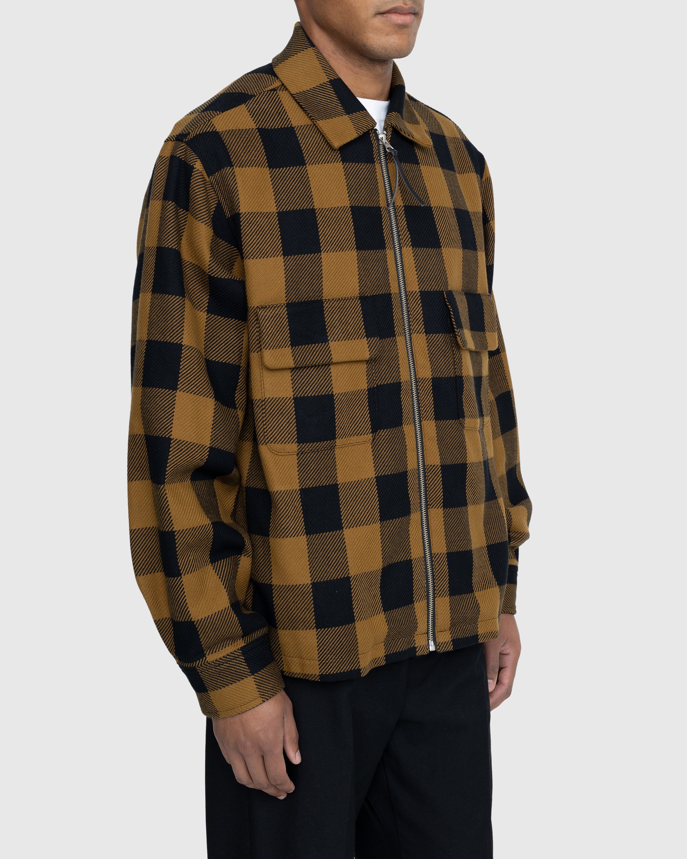 Highsnobiety - Buffalo Check Zip Shirt Brown - Clothing - Brown - Image 3