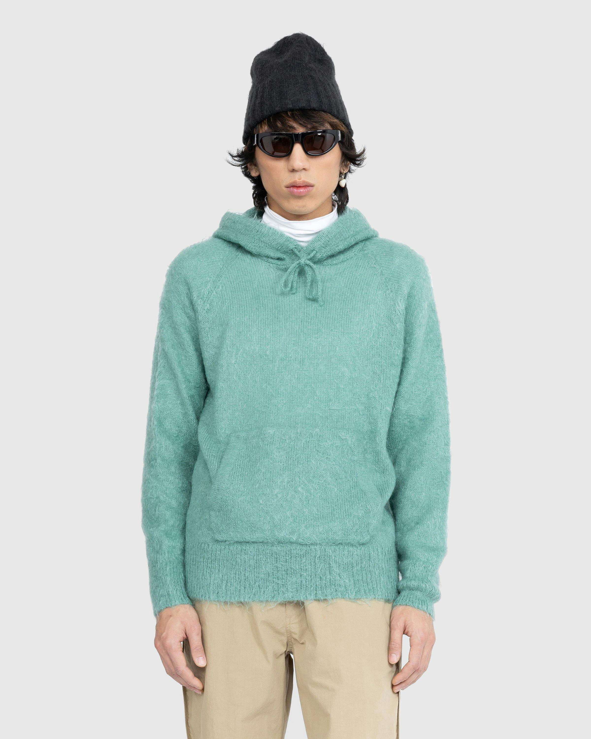 Auralee - Brushed Mohair Knit Hoodie Jade Green - Clothing - Green - Image 2