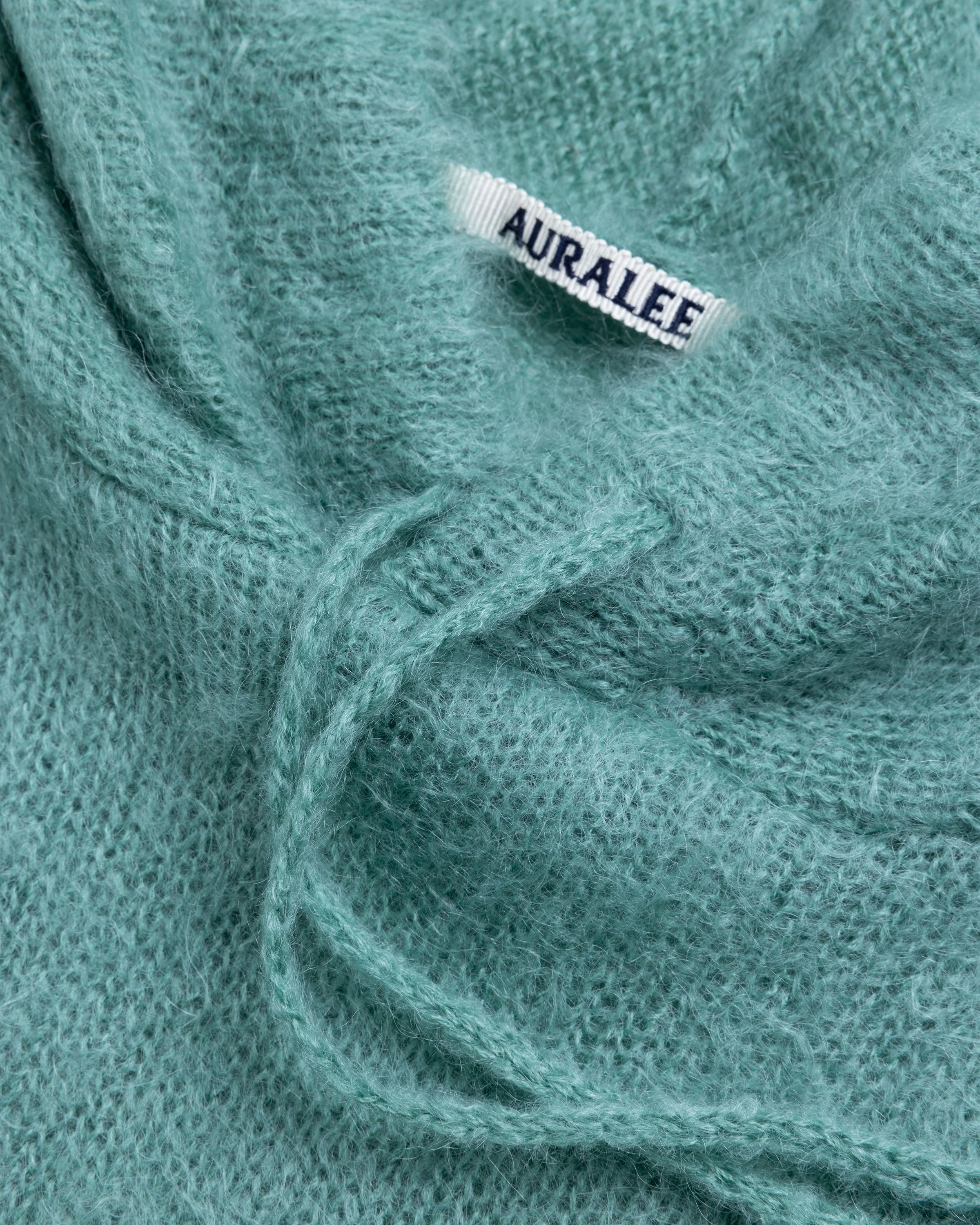 Auralee - Brushed Mohair Knit Hoodie Jade Green - Clothing - Green - Image 7