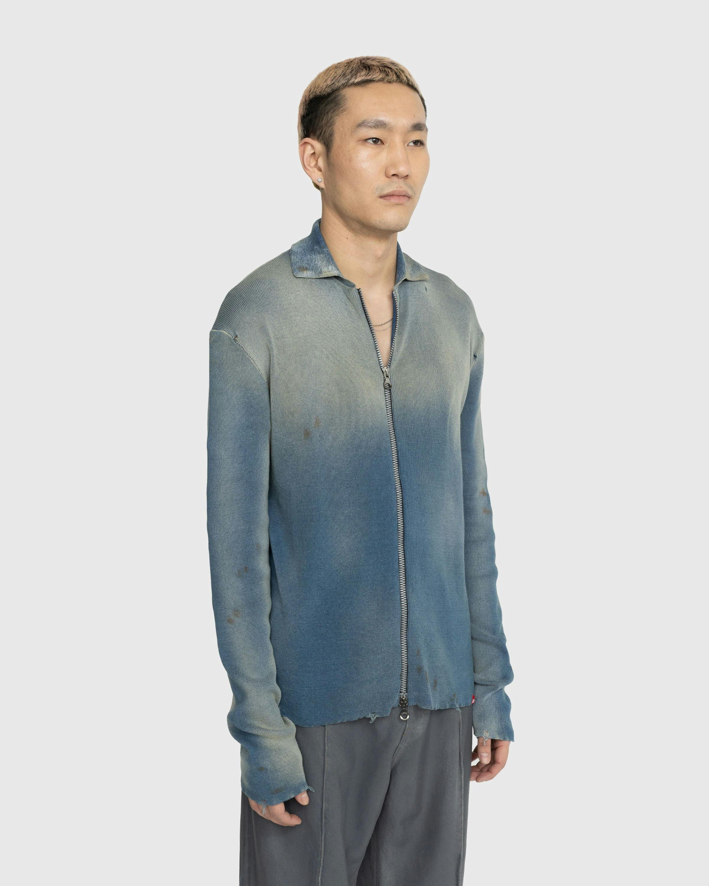 Alessandro Dell'acqua petrol blue wool rib knit double zip cardigan - size 40