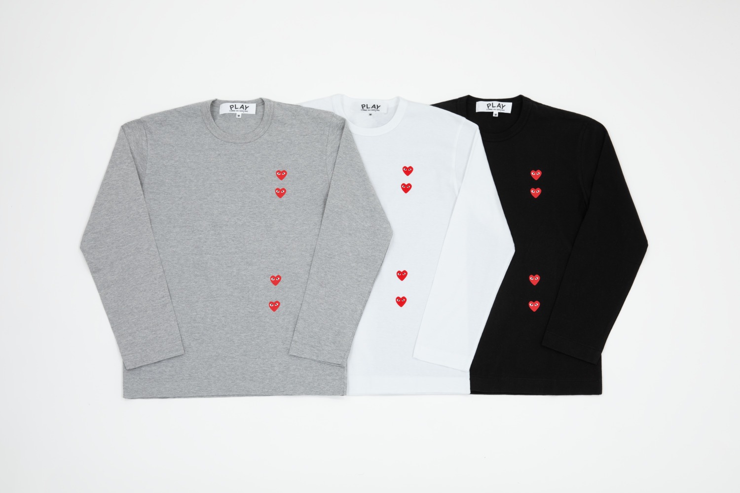 CDG Play's Spring/Summer 2024 collection of cardigans, sweaters, shirts, and K-Way jackets