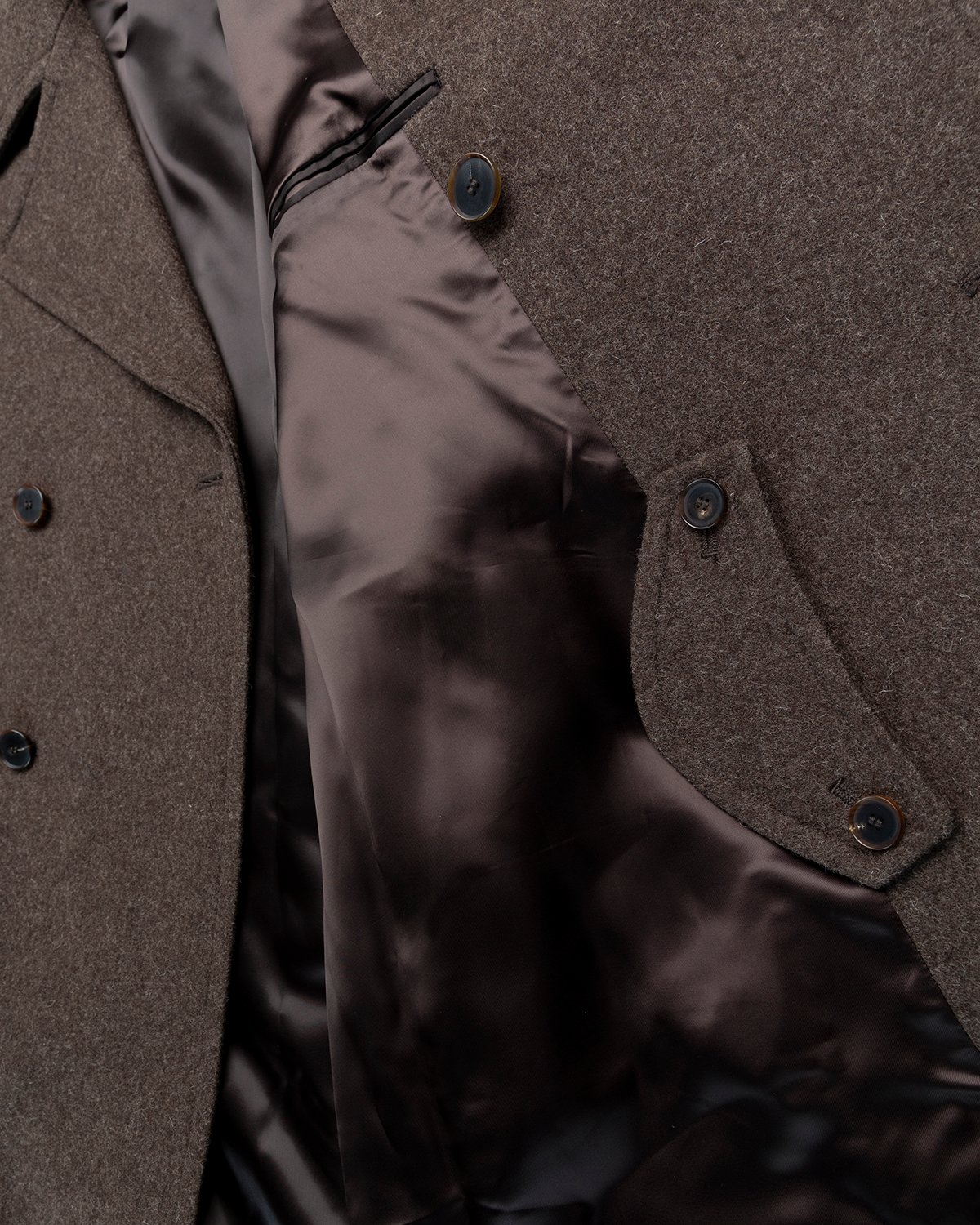 Auralee - Double-Breasted Shetland Wool Overcoat Dark Brown - Clothing - Brown - Image 6