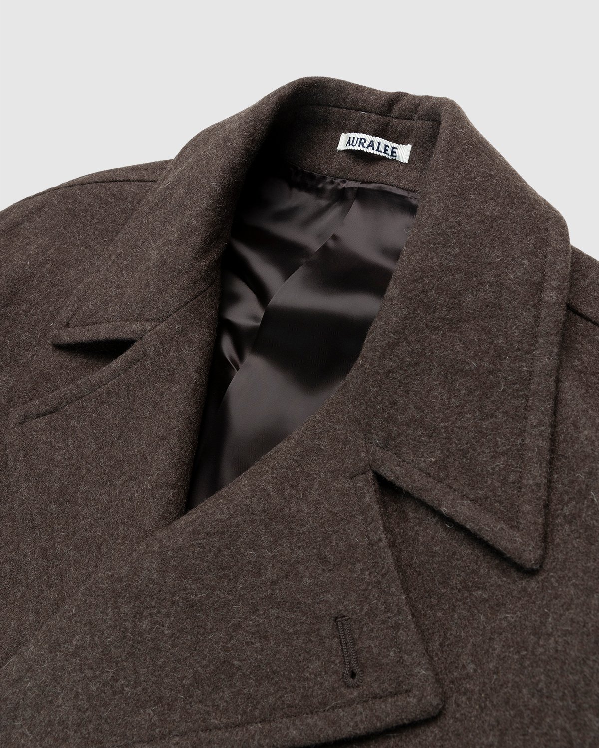Auralee - Double-Breasted Shetland Wool Overcoat Dark Brown - Clothing - Brown - Image 3