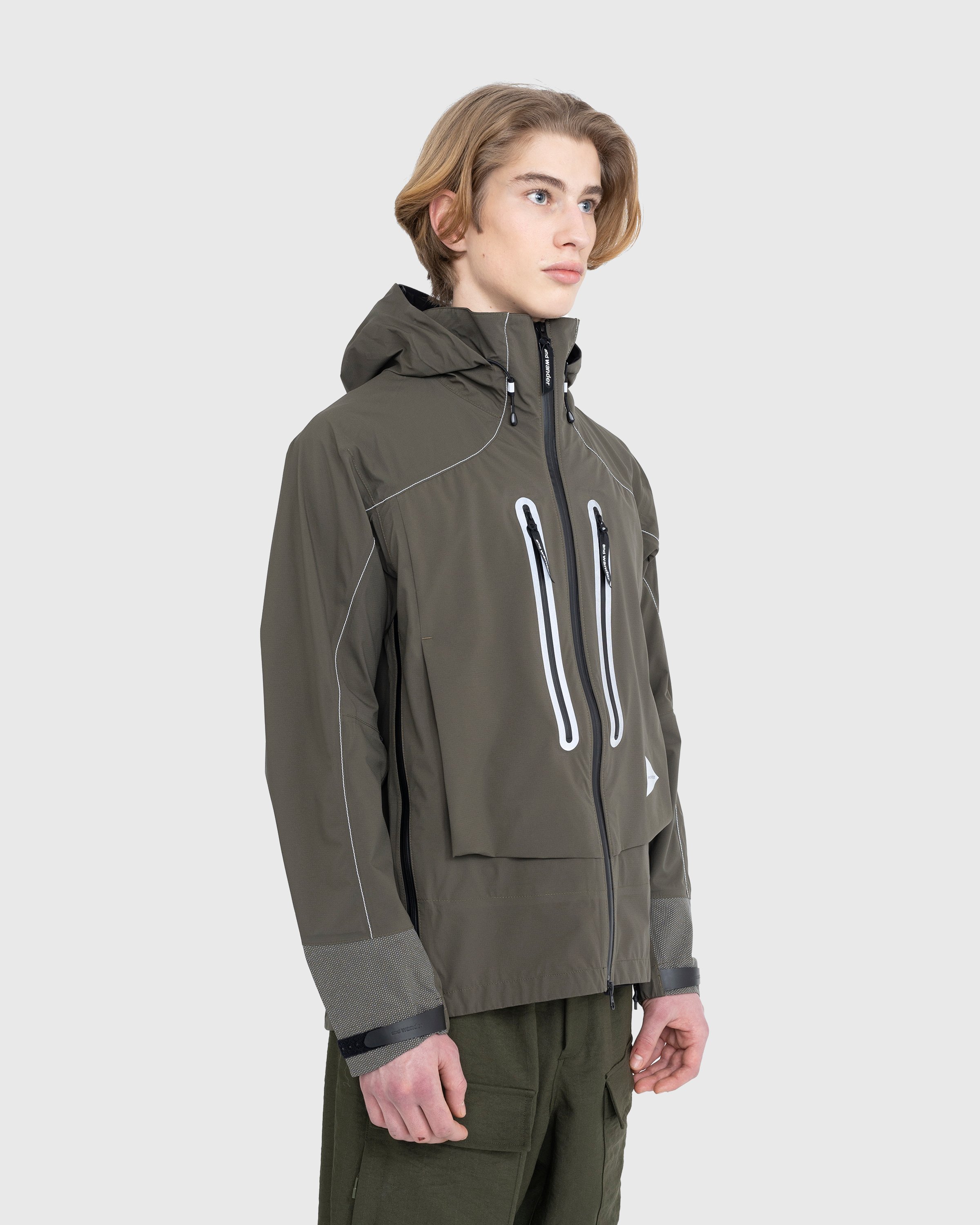 And Wander - Pertex Shield Rain Jacket Khaki - Clothing - Green - Image 3