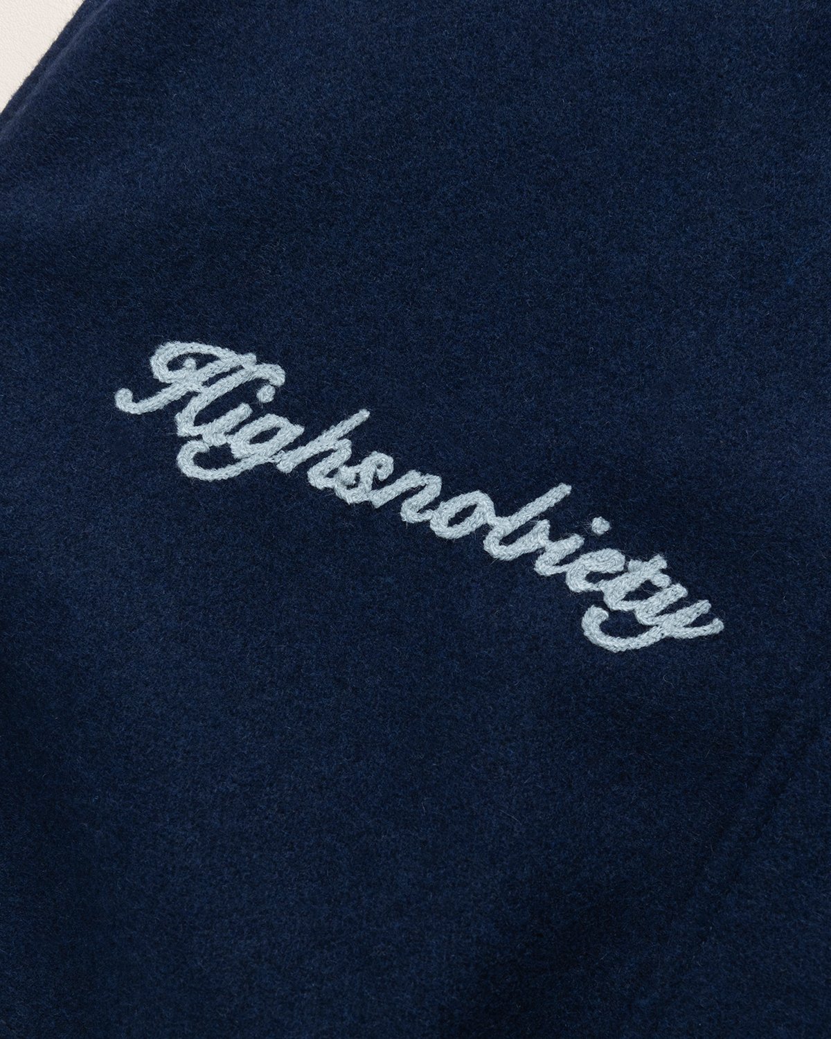 Jacob & Co. x Highsnobiety - Logo Varsity Jacket Navy Creme - Clothing - Blue - Image 4