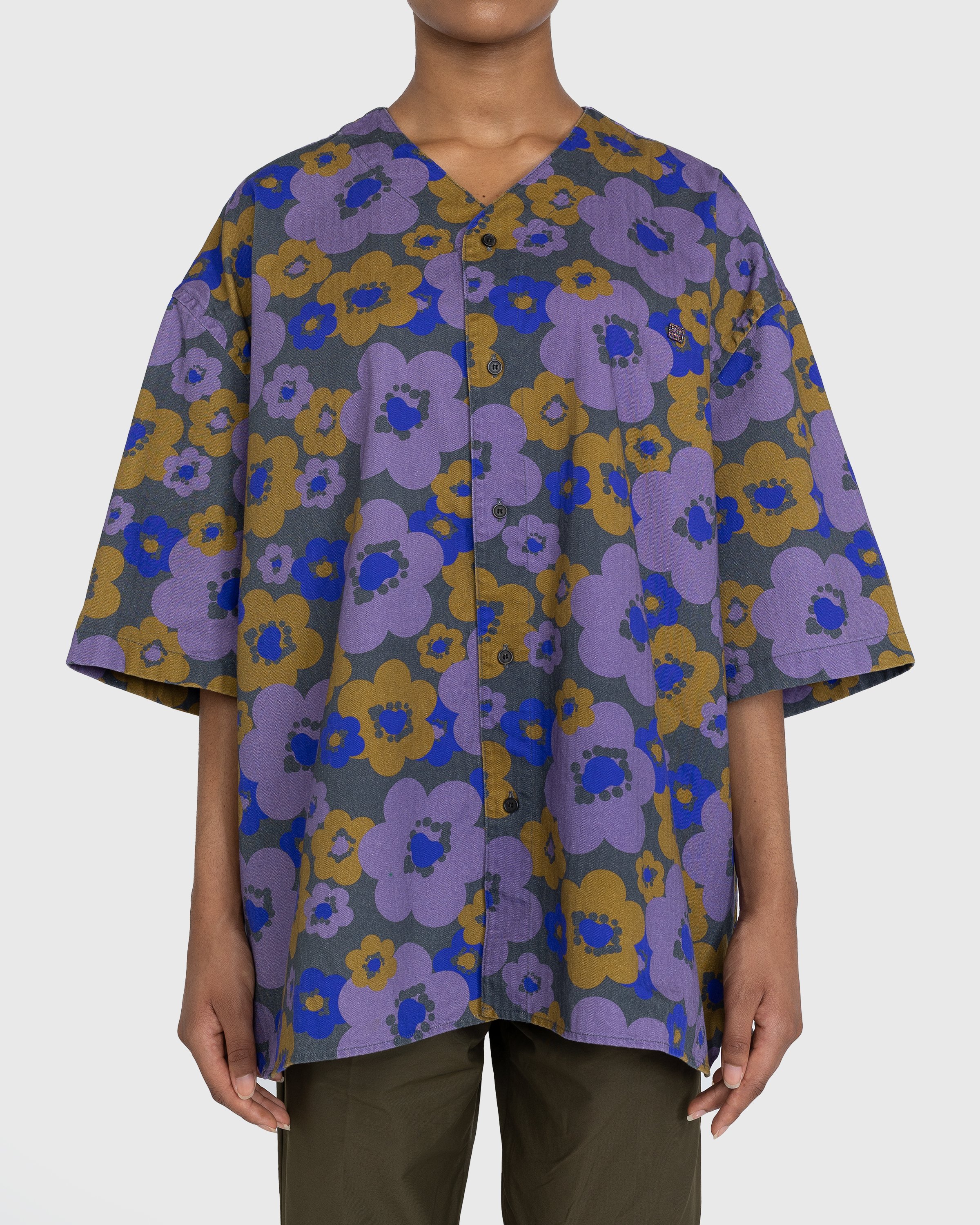 Acne Studios - Floral Short-Sleeve Button-Up Purple/Brown - Clothing - Multi - Image 2
