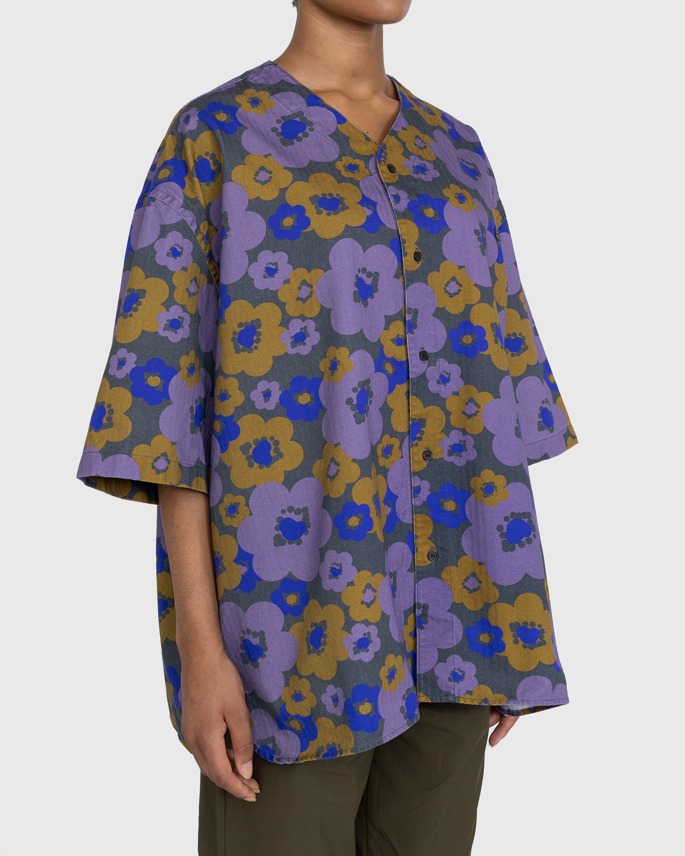 Acne Studios - Floral Short-Sleeve Button-Up Purple/Brown - Clothing - Multi - Image 3