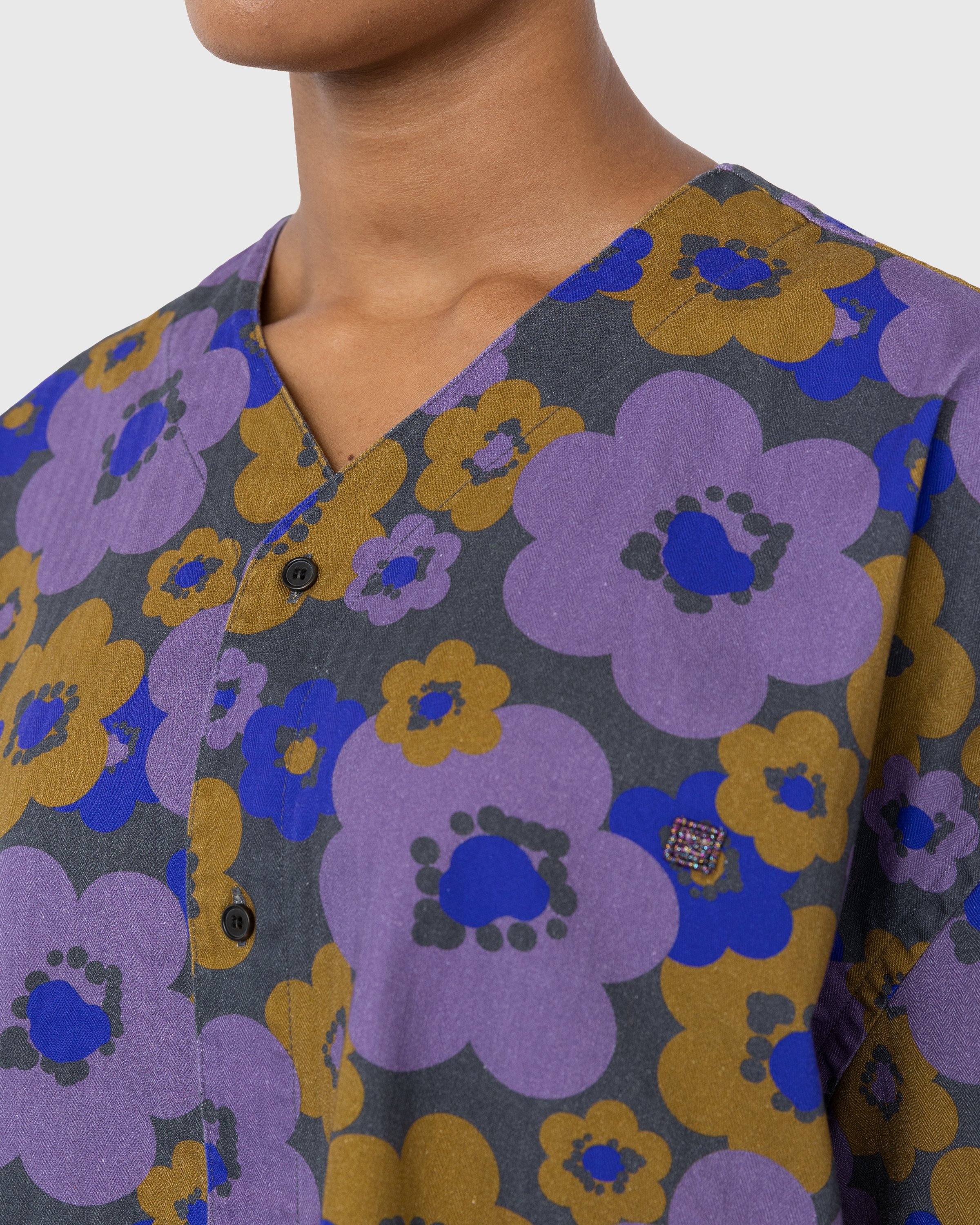 Acne Studios - Floral Short-Sleeve Button-Up Purple/Brown - Clothing - Multi - Image 5