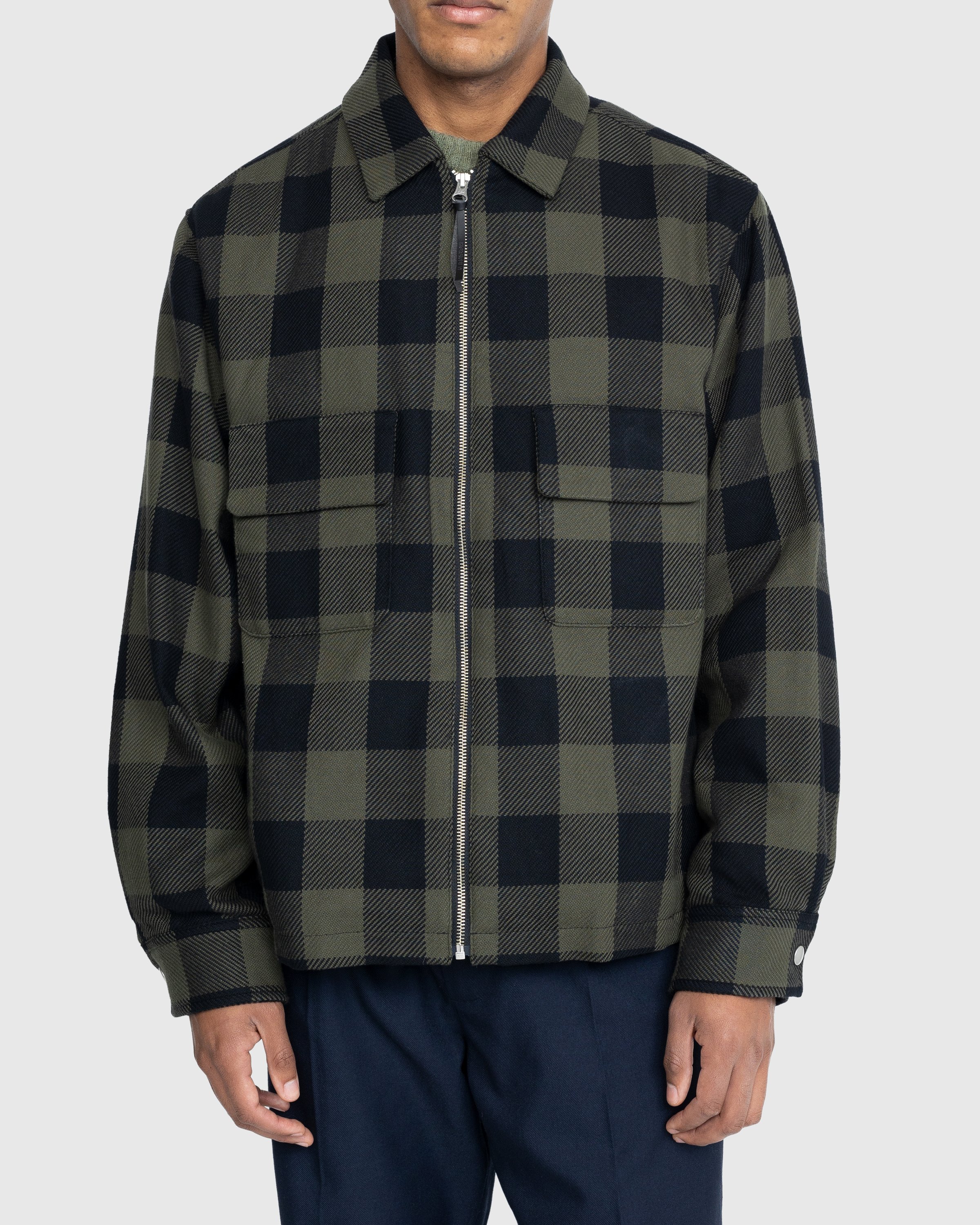 Highsnobiety - Buffalo Check Zip Shirt Olive - Clothing - Green - Image 2