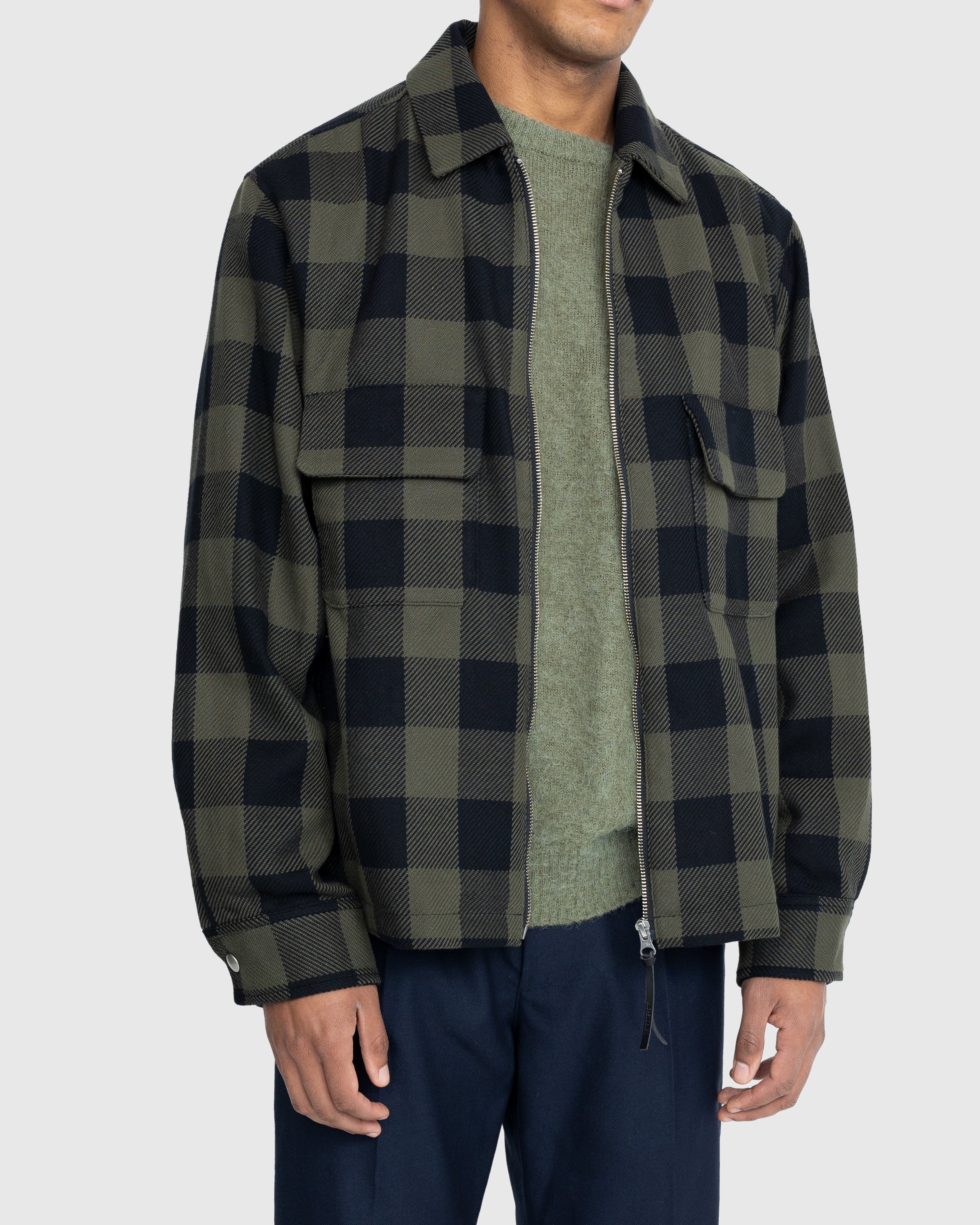 Highsnobiety - Buffalo Check Zip Shirt Olive - Clothing - Green - Image 6