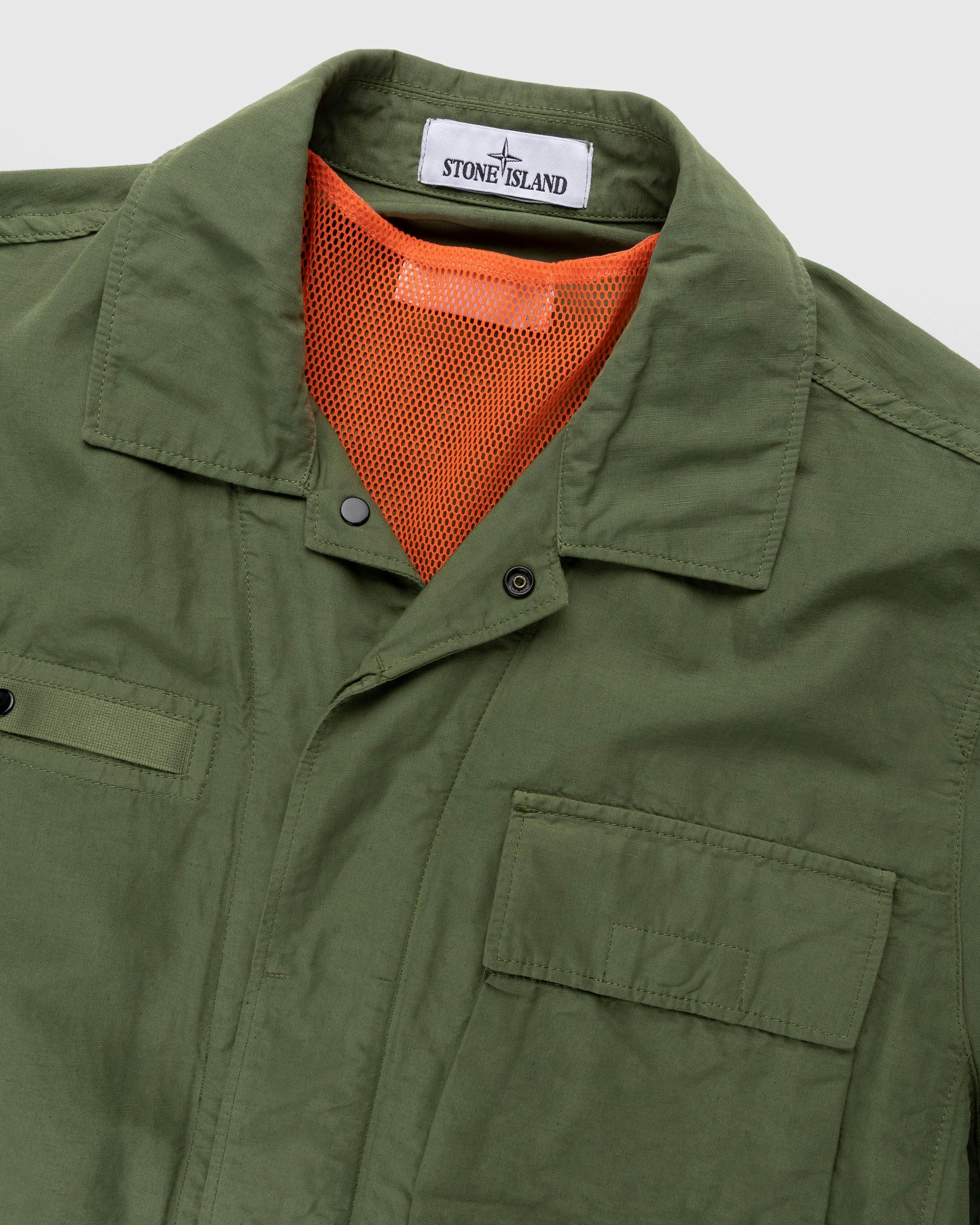 Stone Island - 42406 Garment-Dyed Shirt Jacket With Detachable Vest Olive - Clothing - Green - Image 3