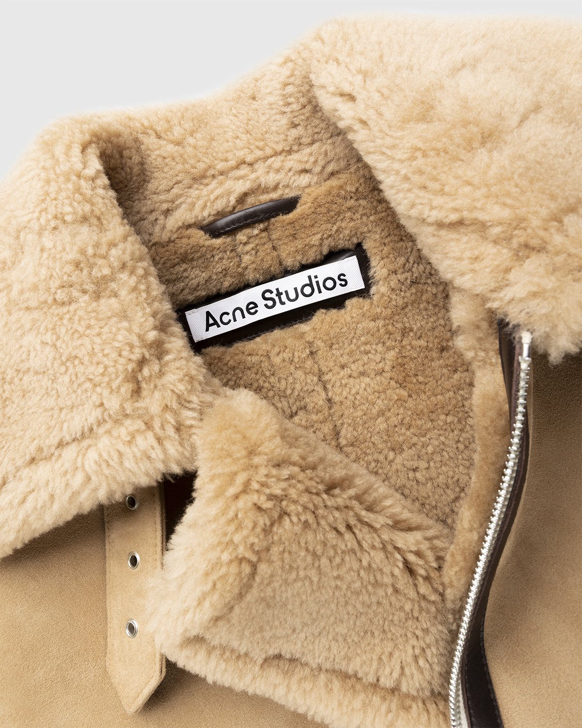 Acne Studios - Shearling Leather Jacket Almond Beige - Clothing - Beige - Image 6