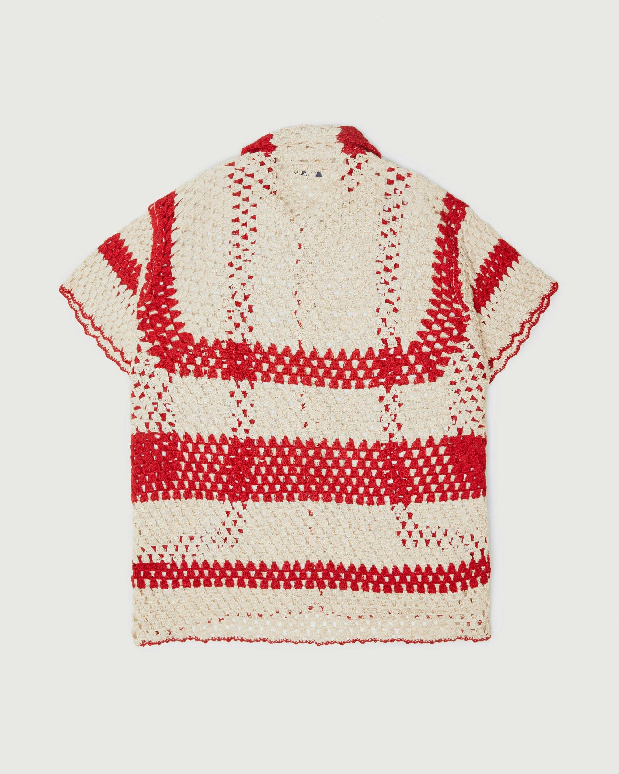 Bode - Crochet Big Top Shirt White Red - Clothing - Beige - Image 2