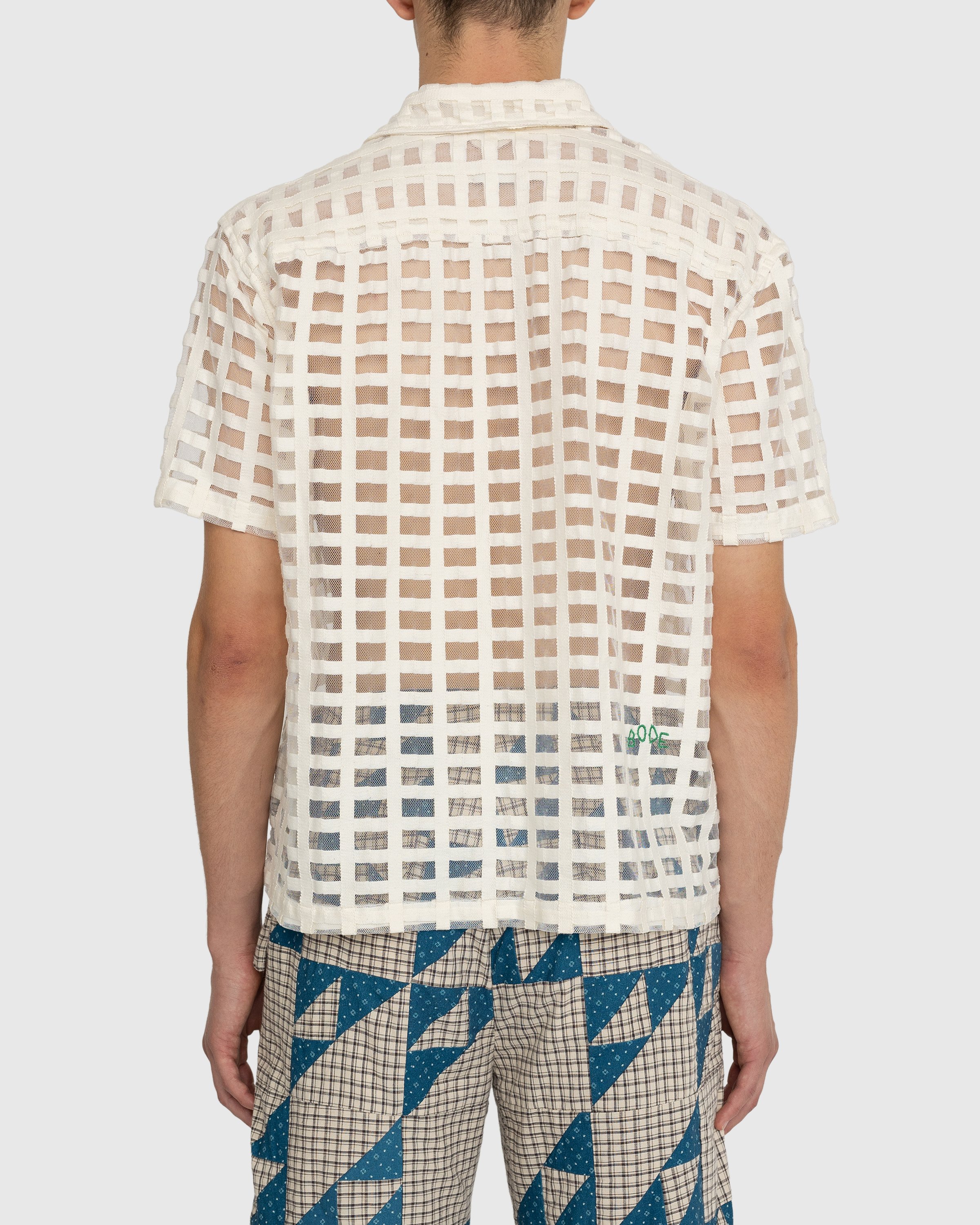 Bode - Mesh Grid Short-Sleeve Shirt Beige - Clothing - Beige - Image 4