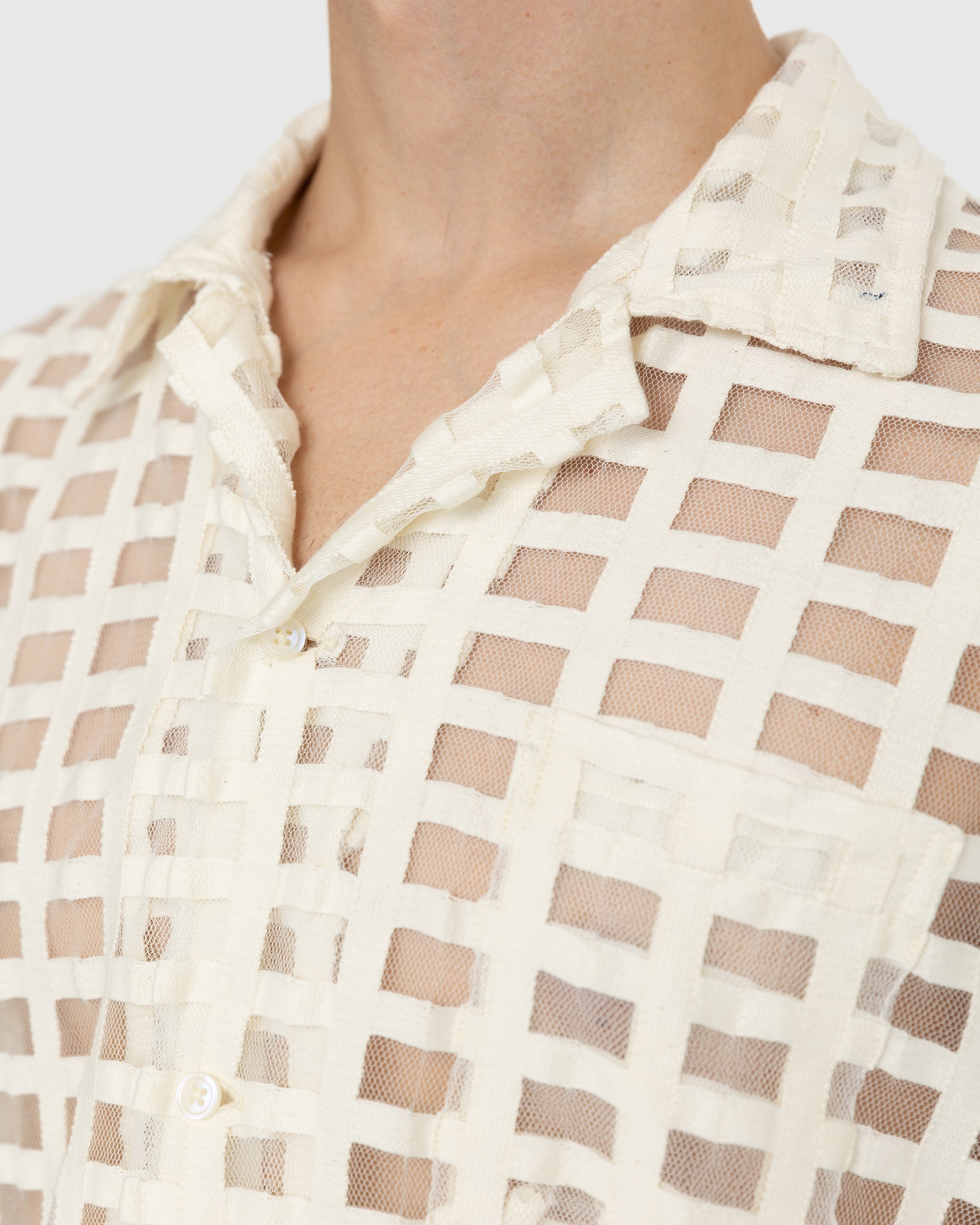 Bode - Mesh Grid Short-Sleeve Shirt Beige - Clothing - Beige - Image 6