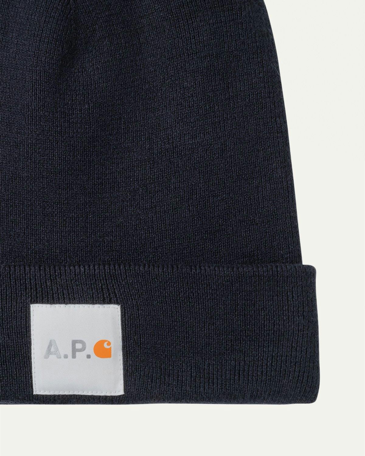 A.P.C. x Carhartt WIP - Watchtower Beanie Navy - Hats - Blue - Image 2