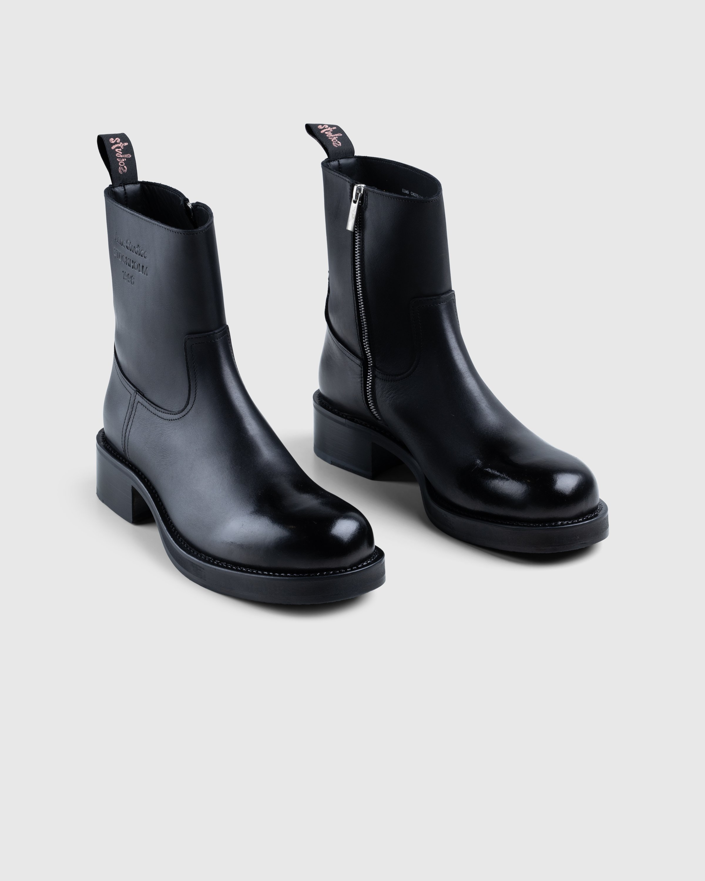 Acne Studios - Sprayed Leather Ankle Boots Black - Footwear - Black - Image 3