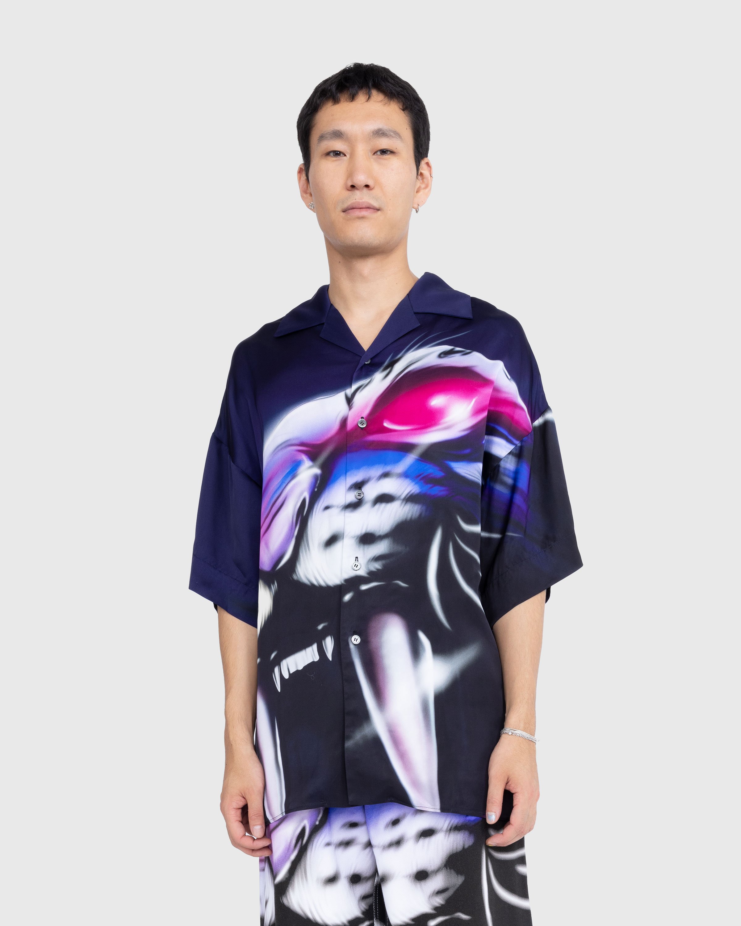 Gerrit Jacob - SS Satin Shirt Navy / Lilac - Clothing - Purple - Image 2