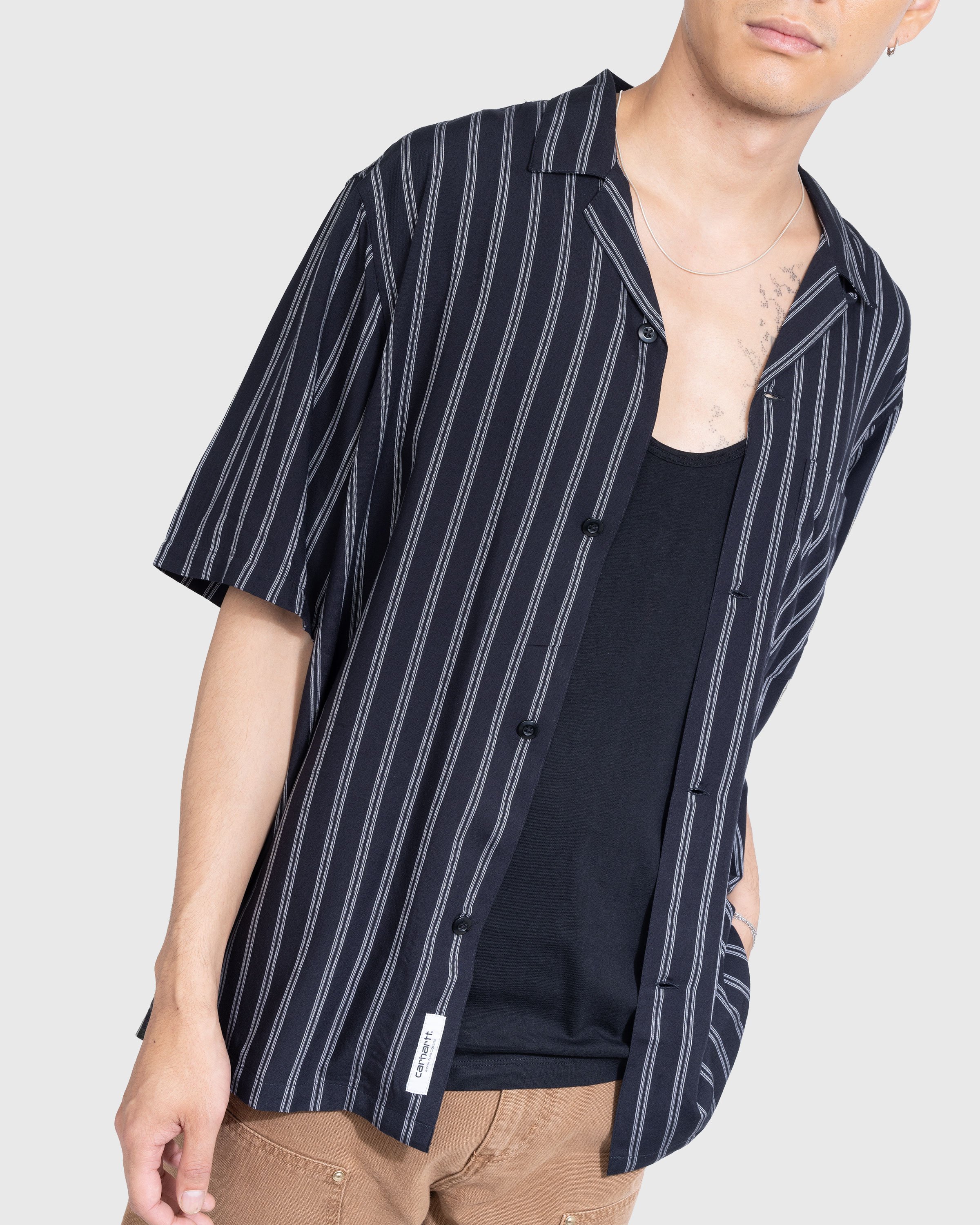 Carhartt WIP - Reyes Stripe Shirt Black - Clothing - Black - Image 3