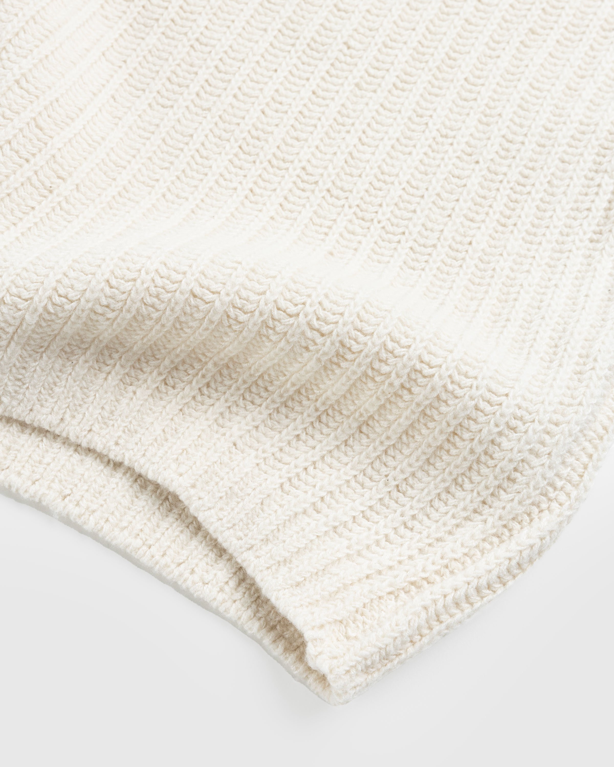 Auralee - Brushed Cotton Wool Rib Knit Skipper Polo White - Clothing - White - Image 6